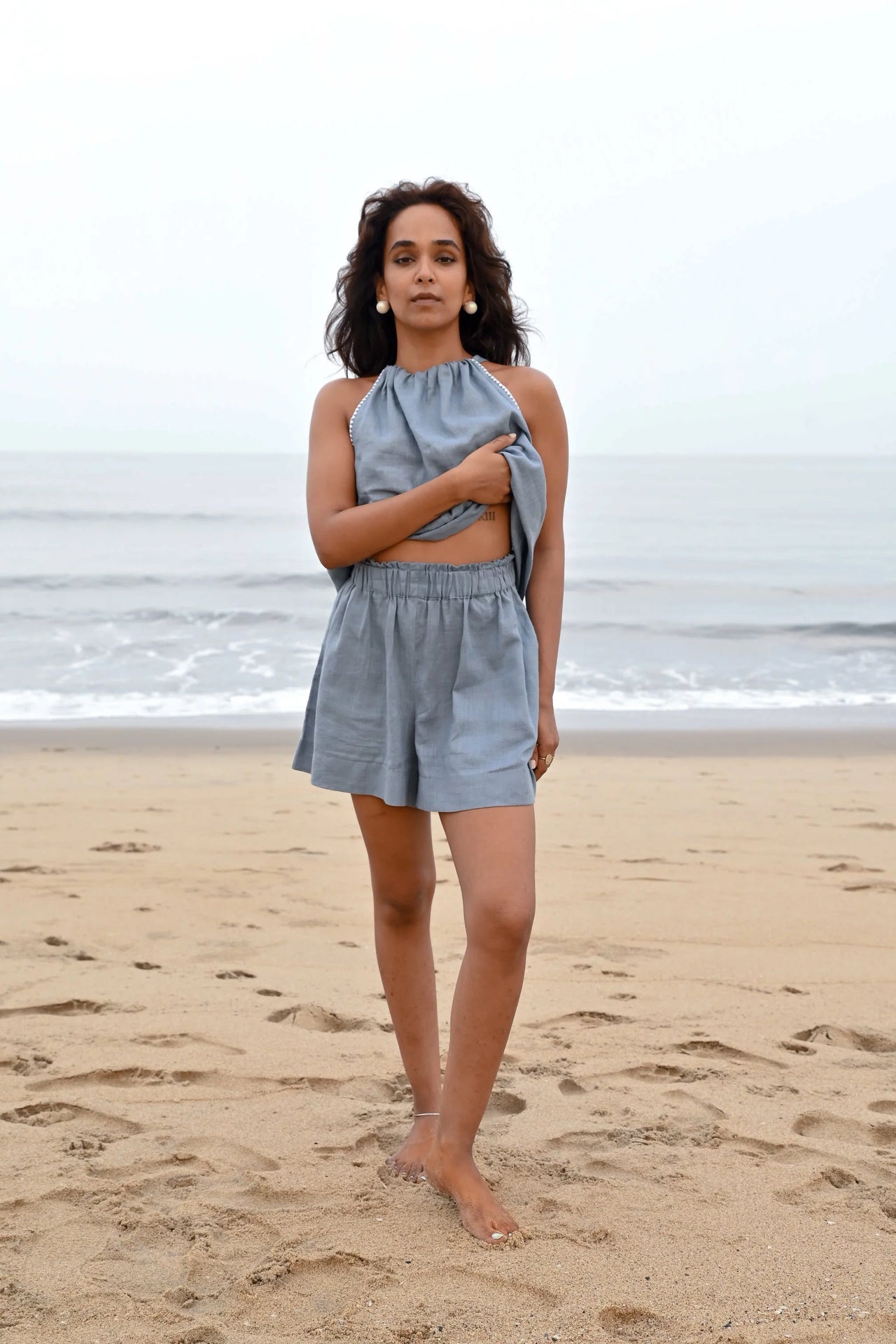 Blue Odessa Elasticated Shorts