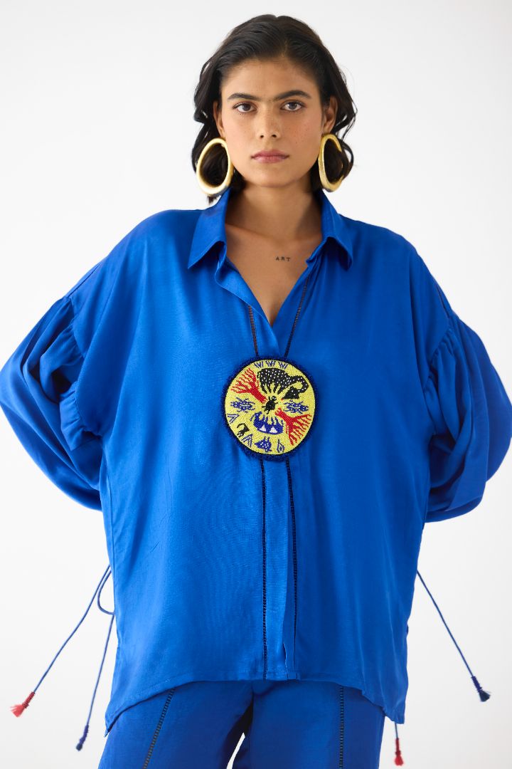 Zulu Linen Shirt and Pants Set Blue
