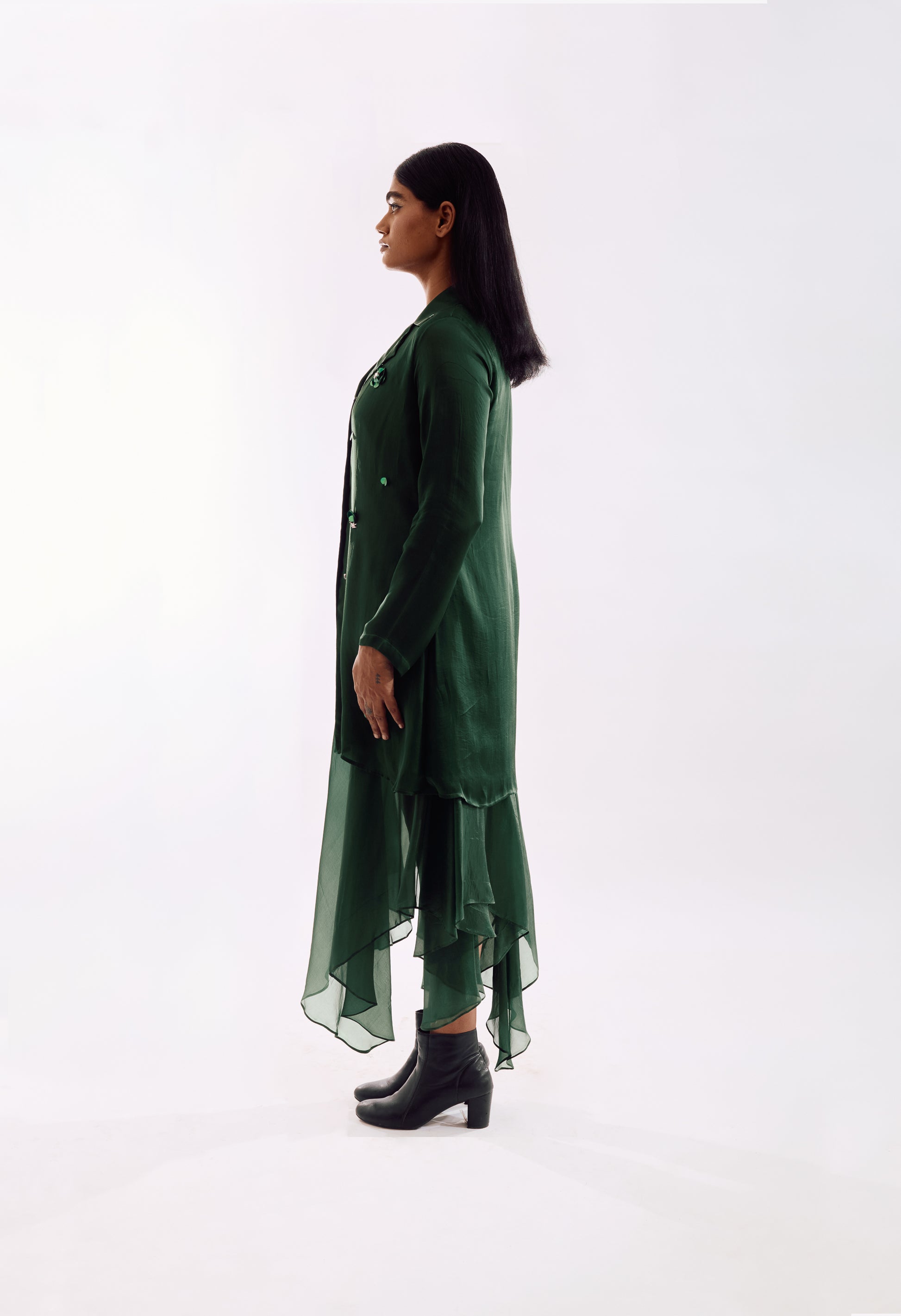 Organza Jacket Dress Set - Green LS