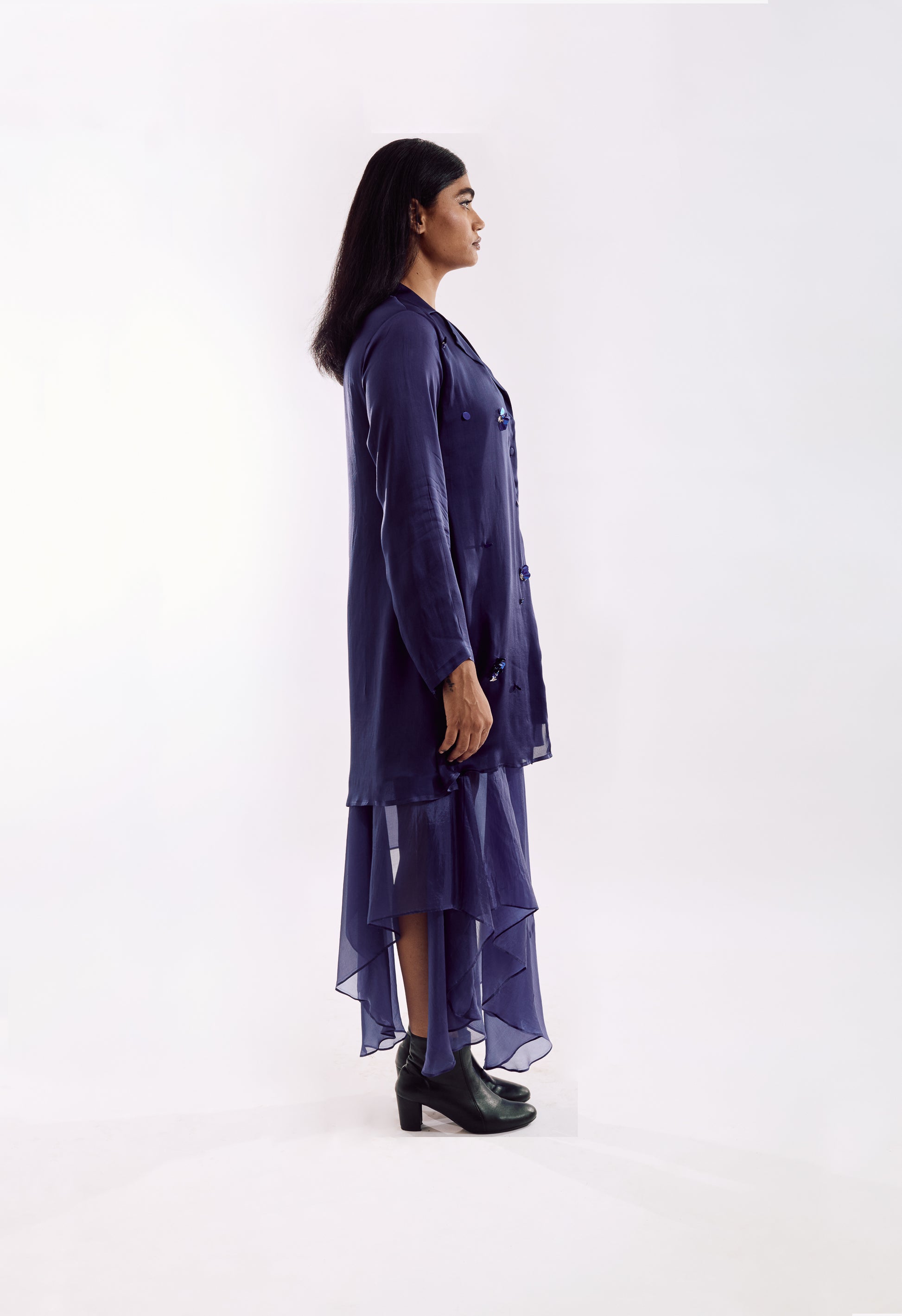 Organza Jacket Dress Set - Indigo RS
