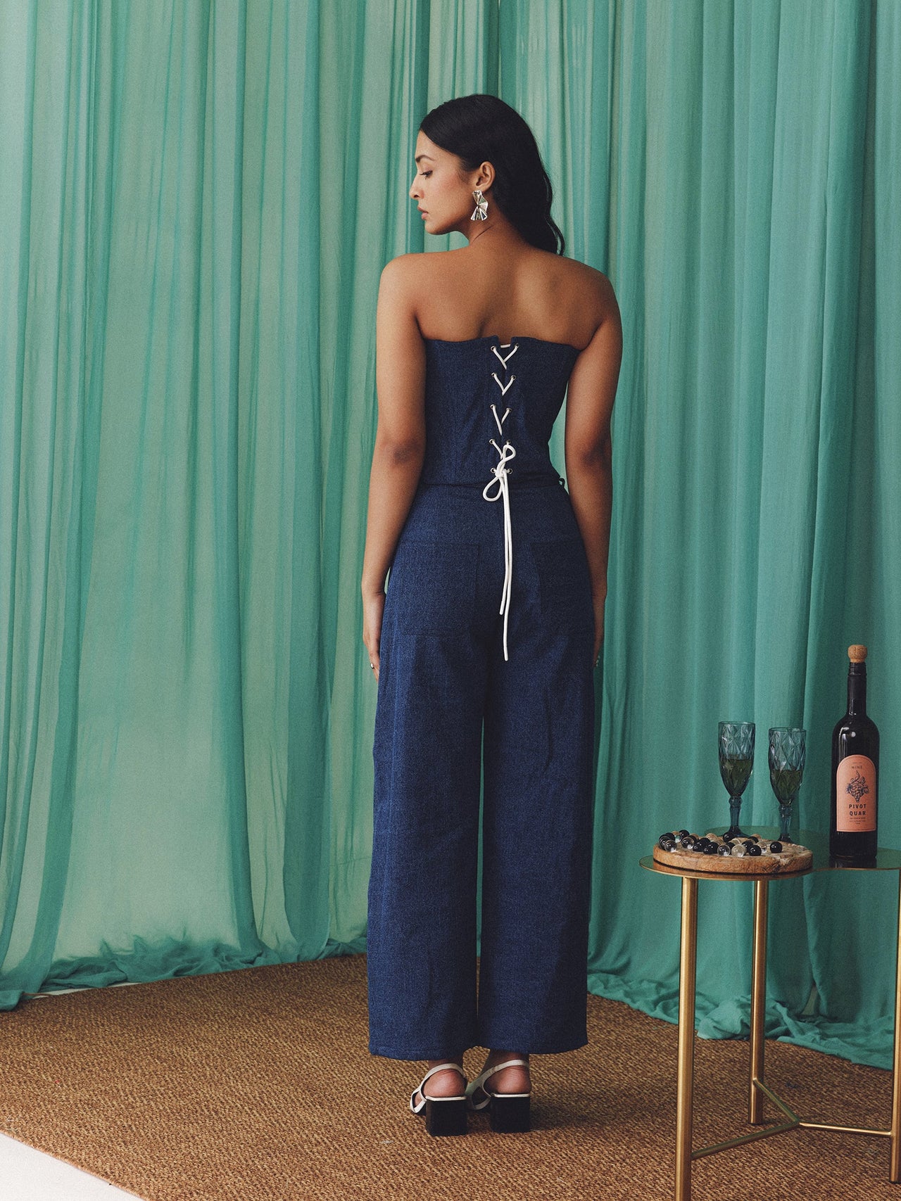 denim blue corset | denim pants