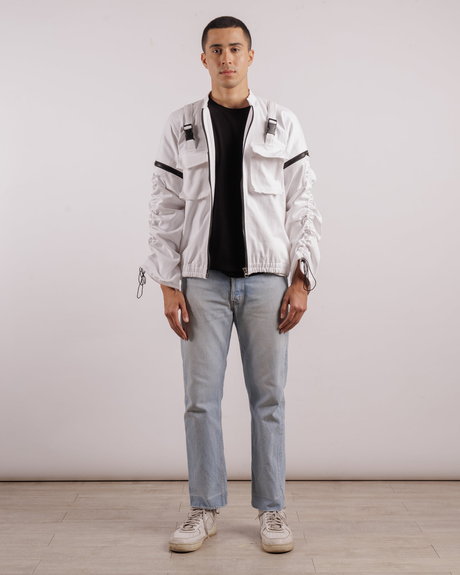 Convertible Jacket in White - Unisex | Detachable Sleeves