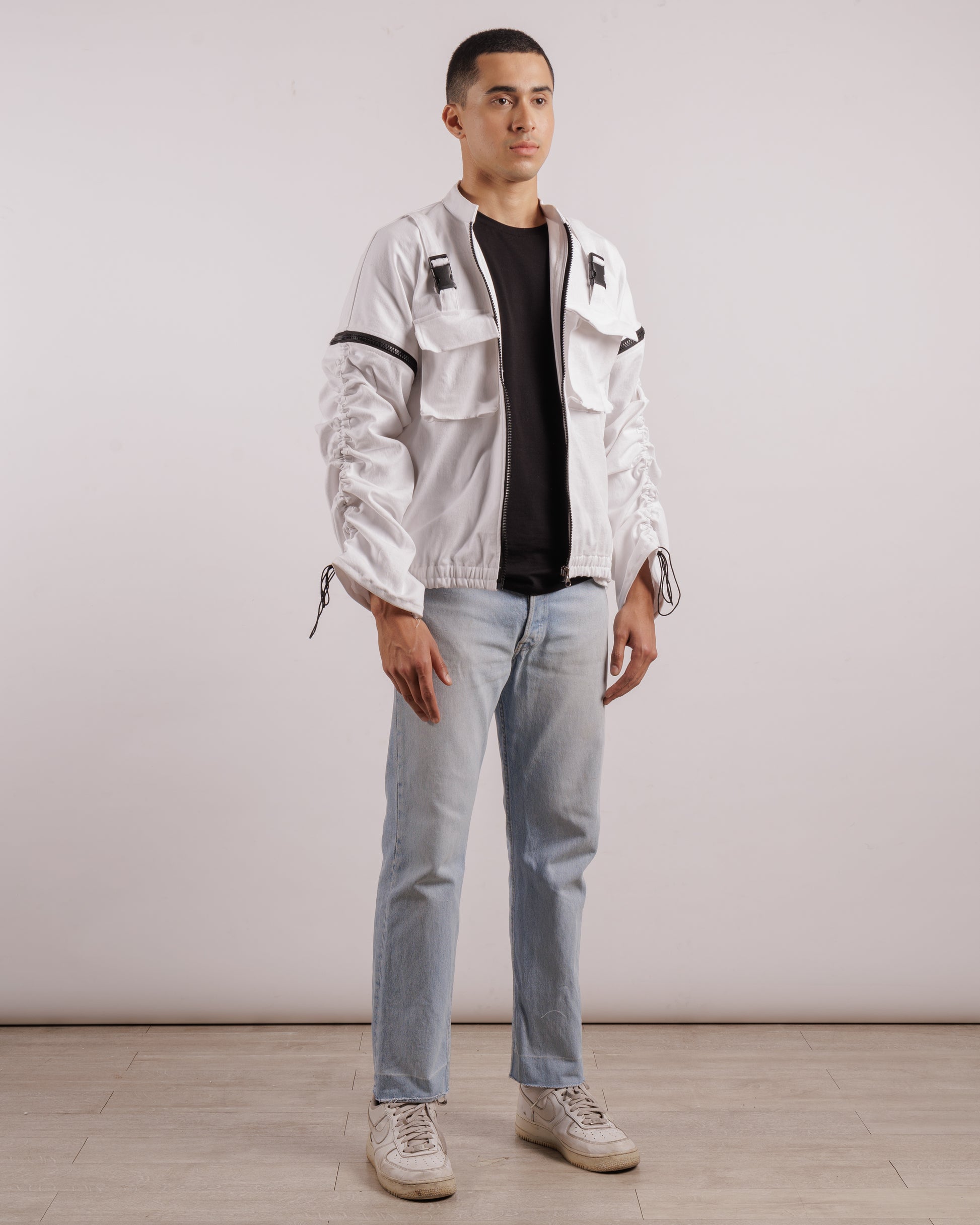 Convertible Jacket in White - Unisex | Detachable Sleeves