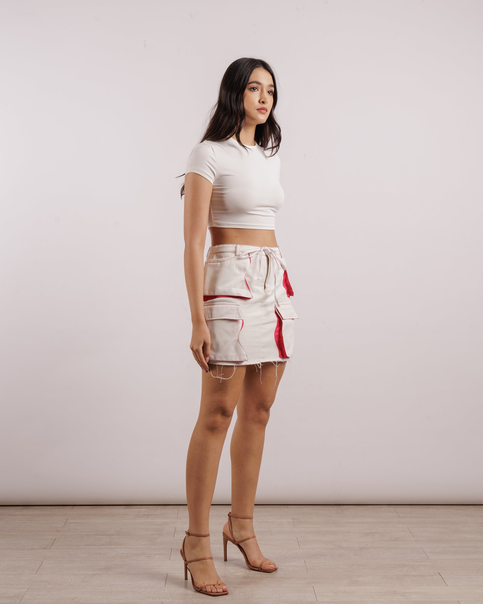 Distressed Utility Skirt | Denim