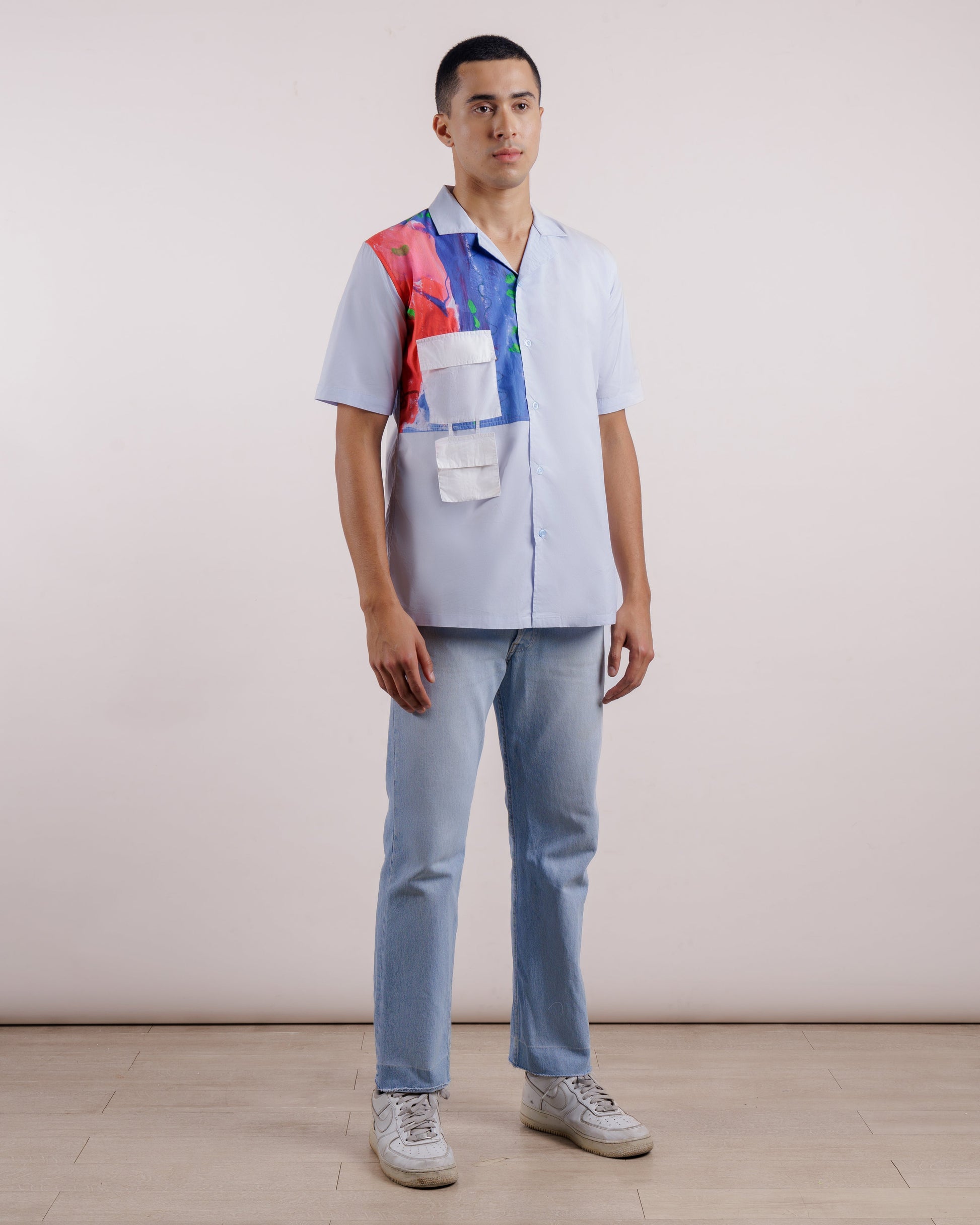 Blue Two Pocket Shirt - Unisex | Cotton Lycra