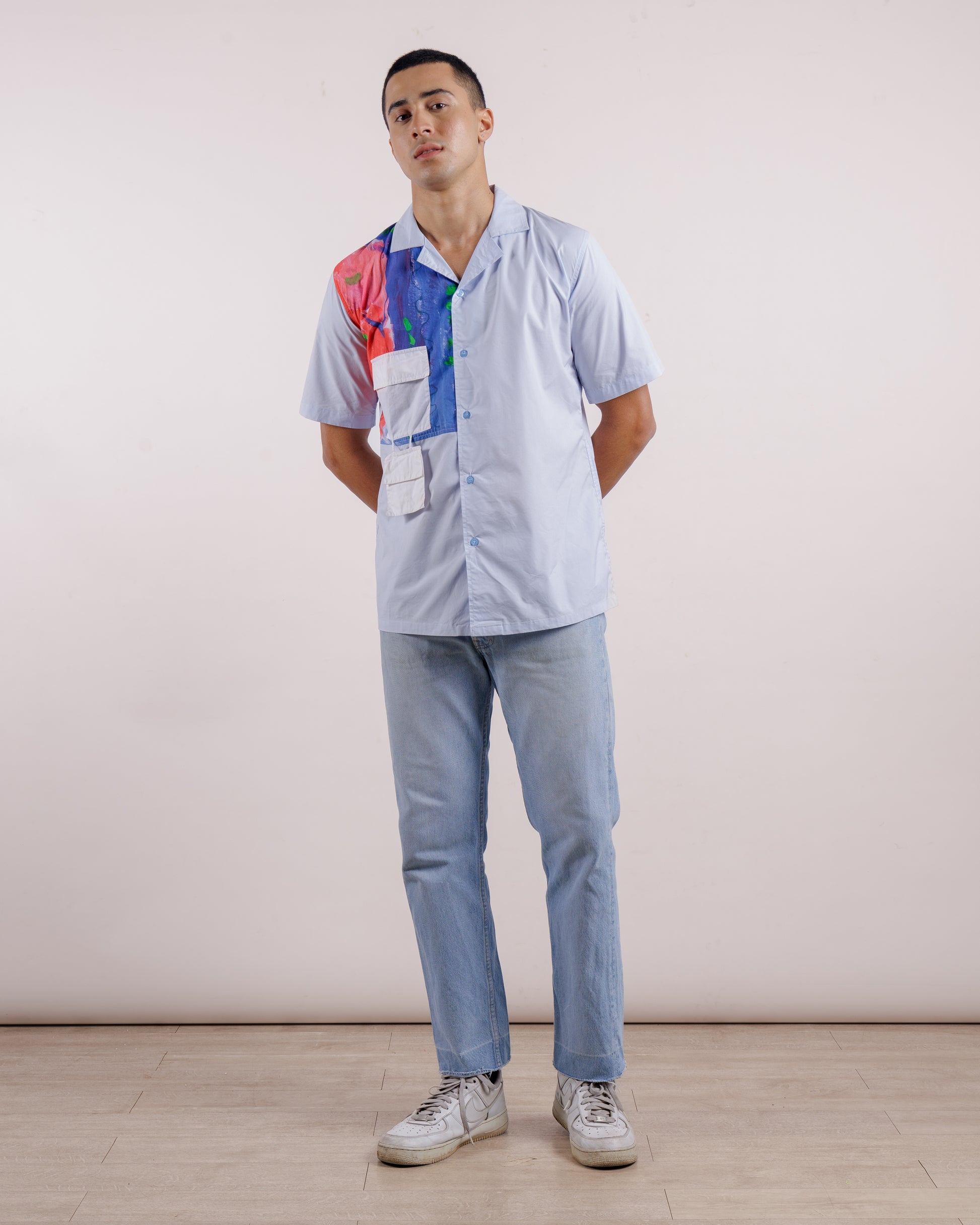 Blue Two Pocket Shirt - Unisex | Cotton Lycra