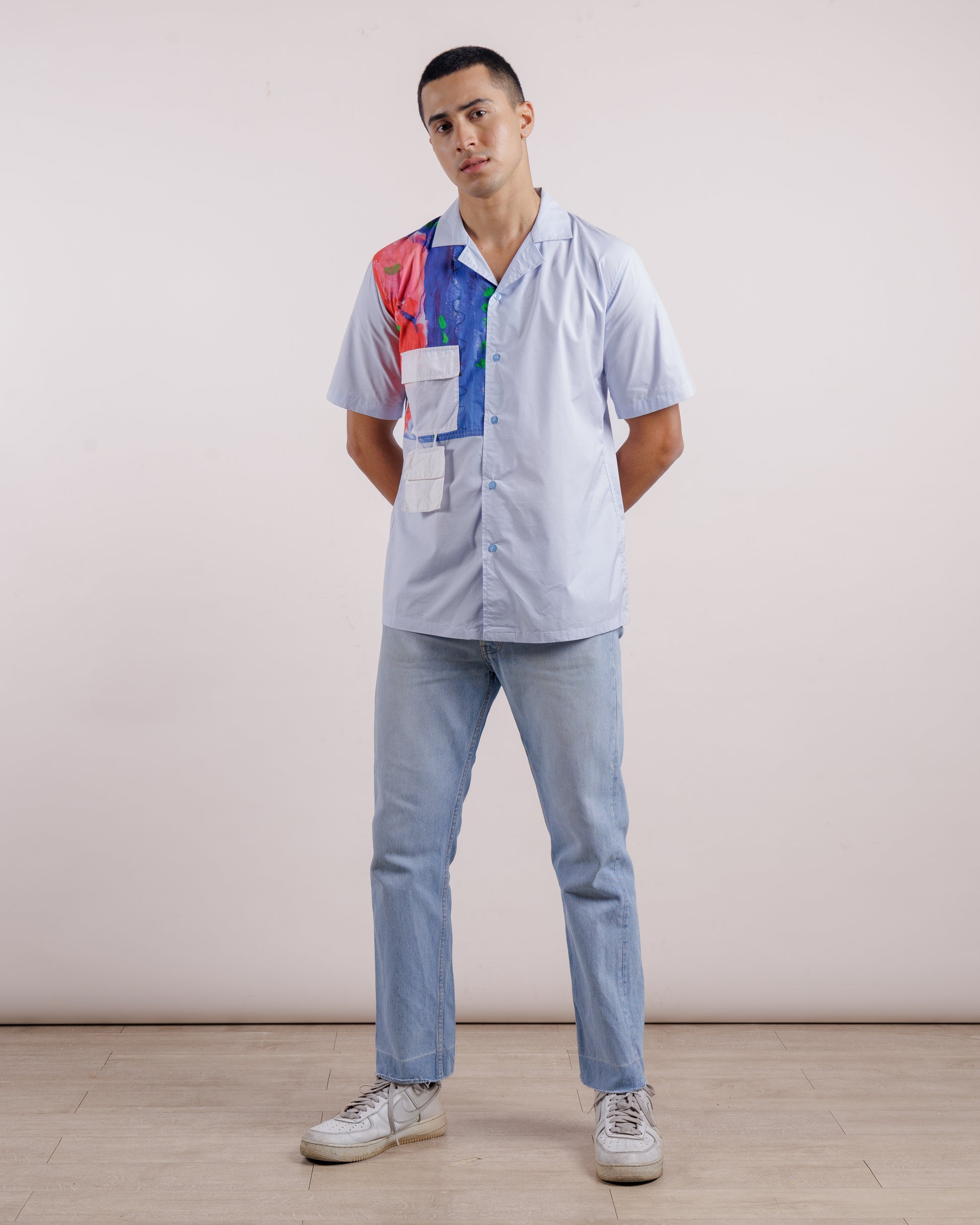 Blue Two Pocket Shirt - Unisex | Cotton Lycra