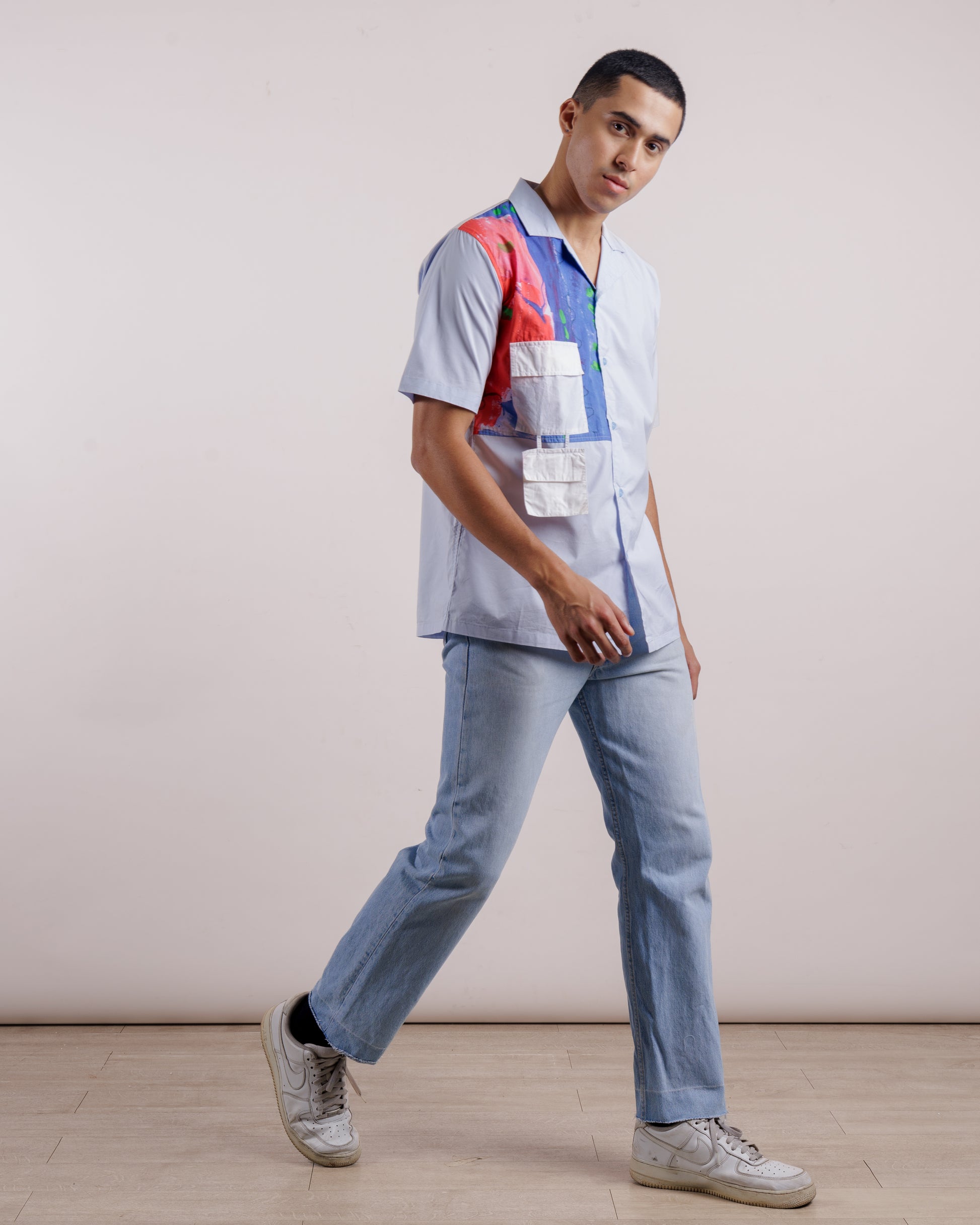 Blue Two Pocket Shirt - Unisex | Cotton Lycra