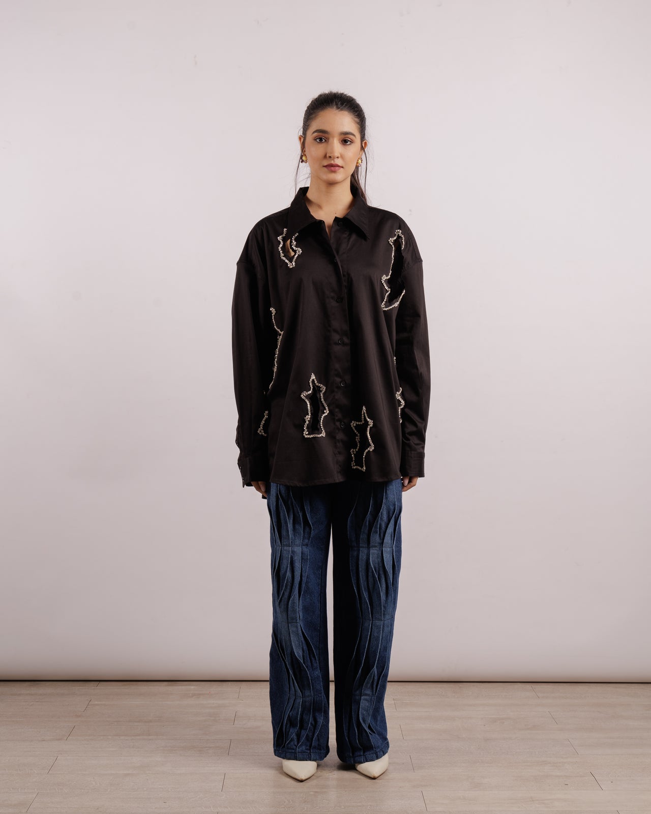Algae Overshirt - Crystal Embroidery | Linen
