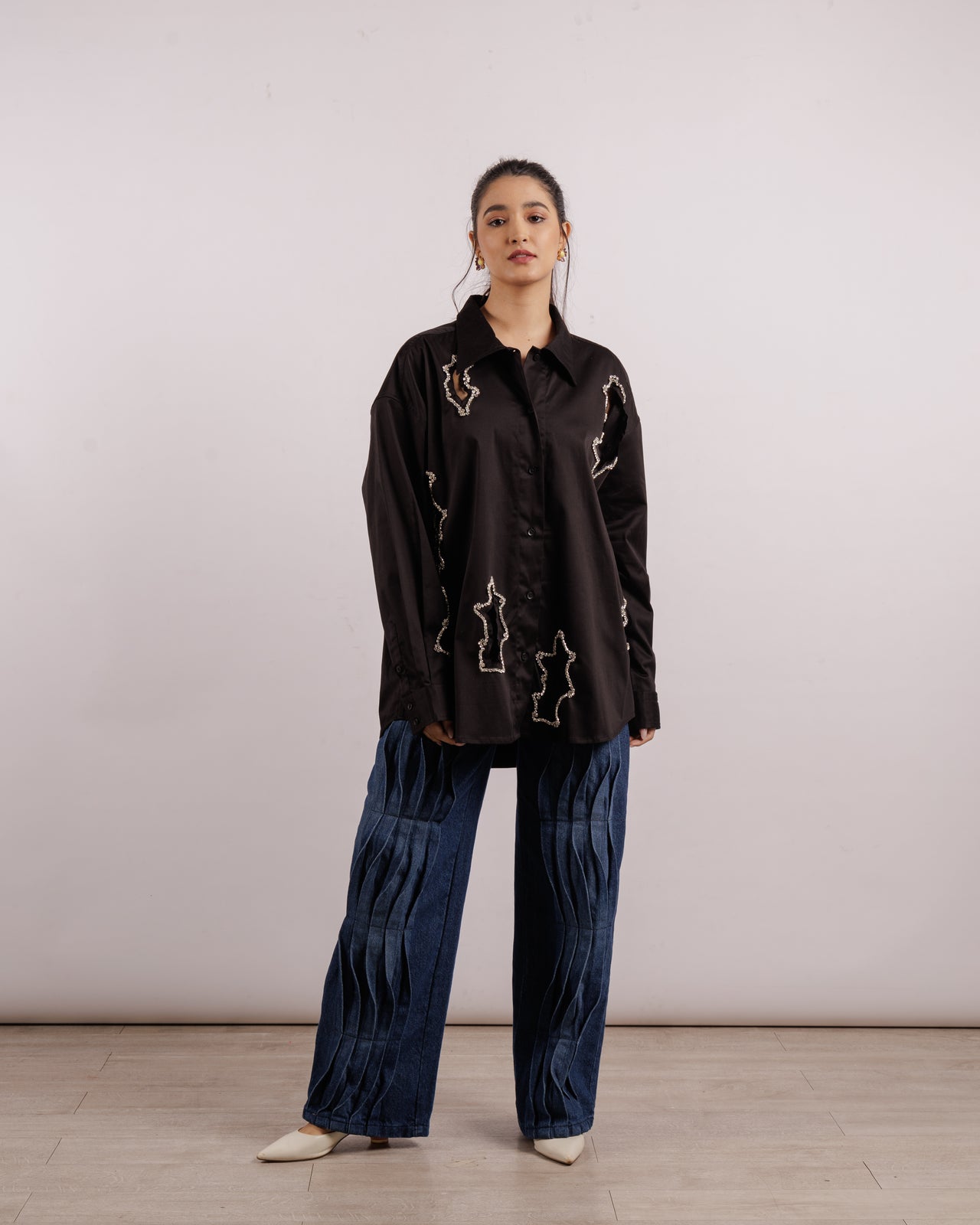 Algae Overshirt - Crystal Embroidery | Linen