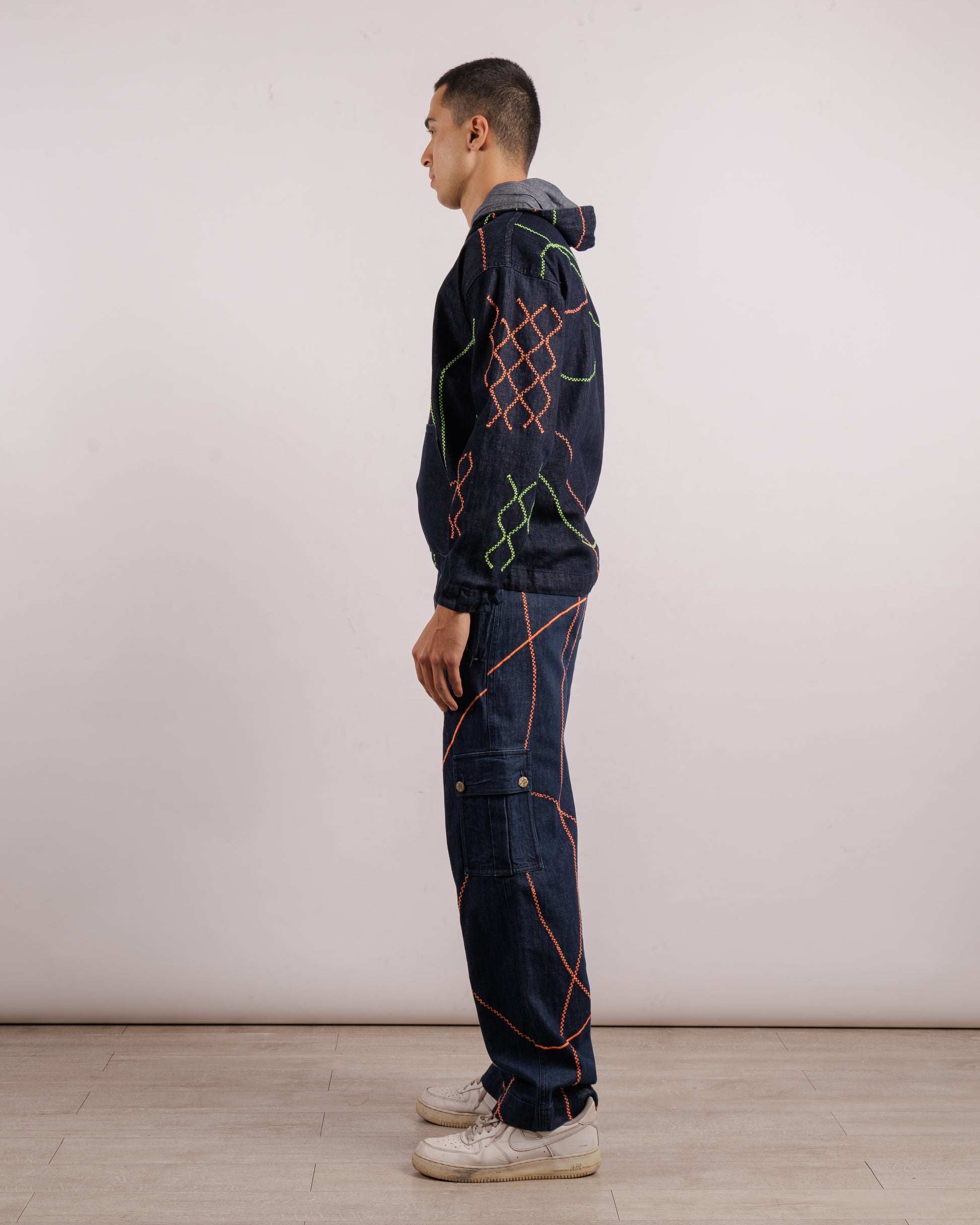Denim Embroidered Set - Unisex | Hoodie + Pants