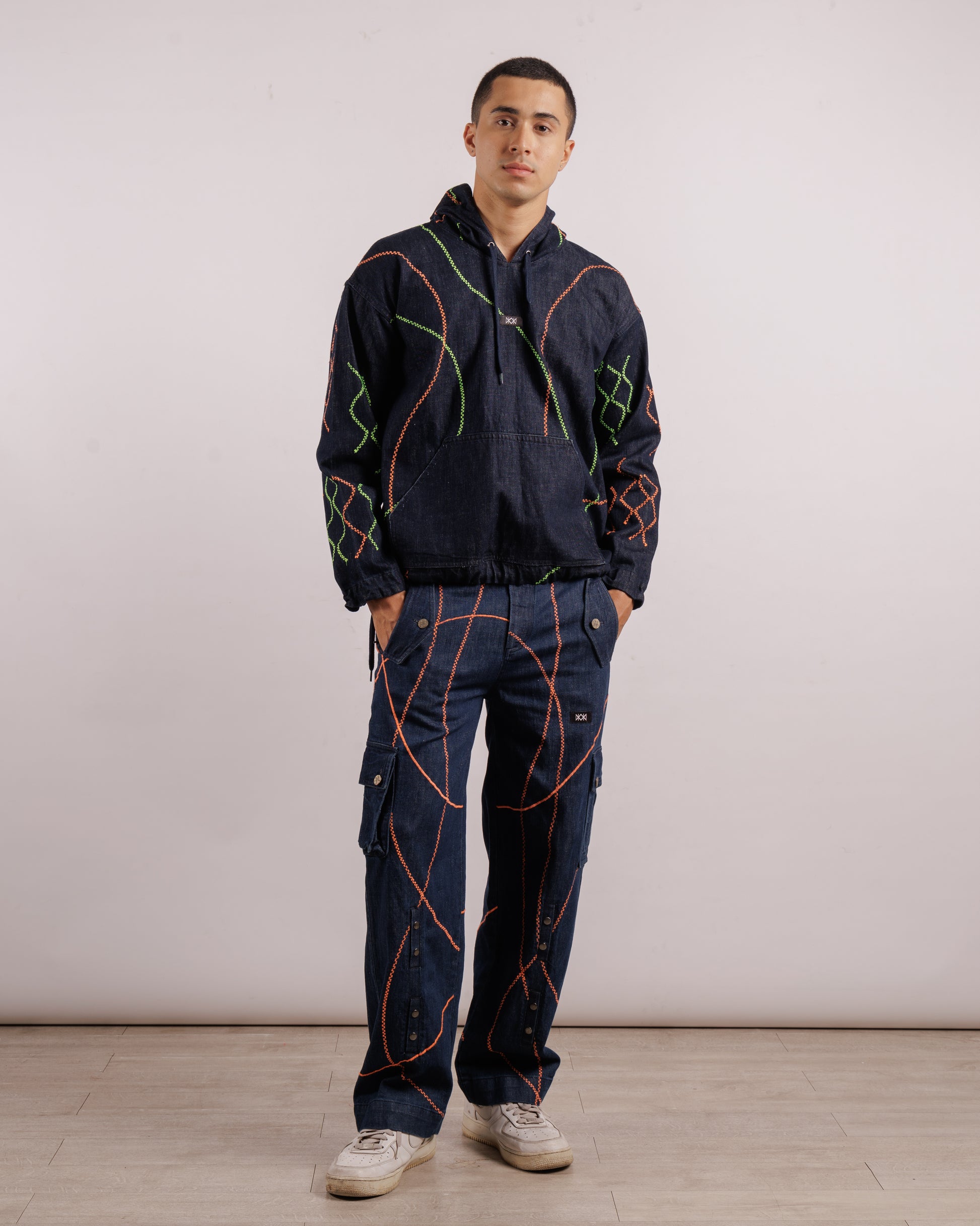 Denim Embroidered Set - Unisex | Hoodie + Pants