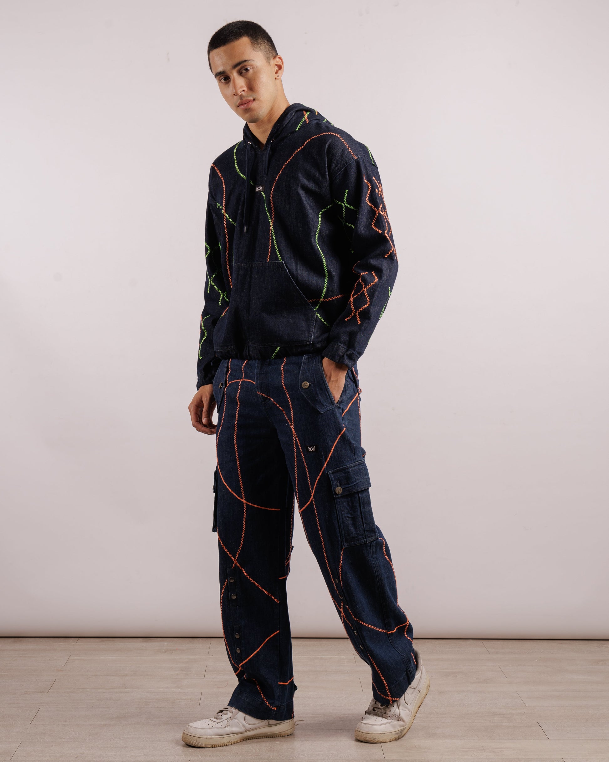 Denim Embroidered Set - Unisex | Hoodie + Pants
