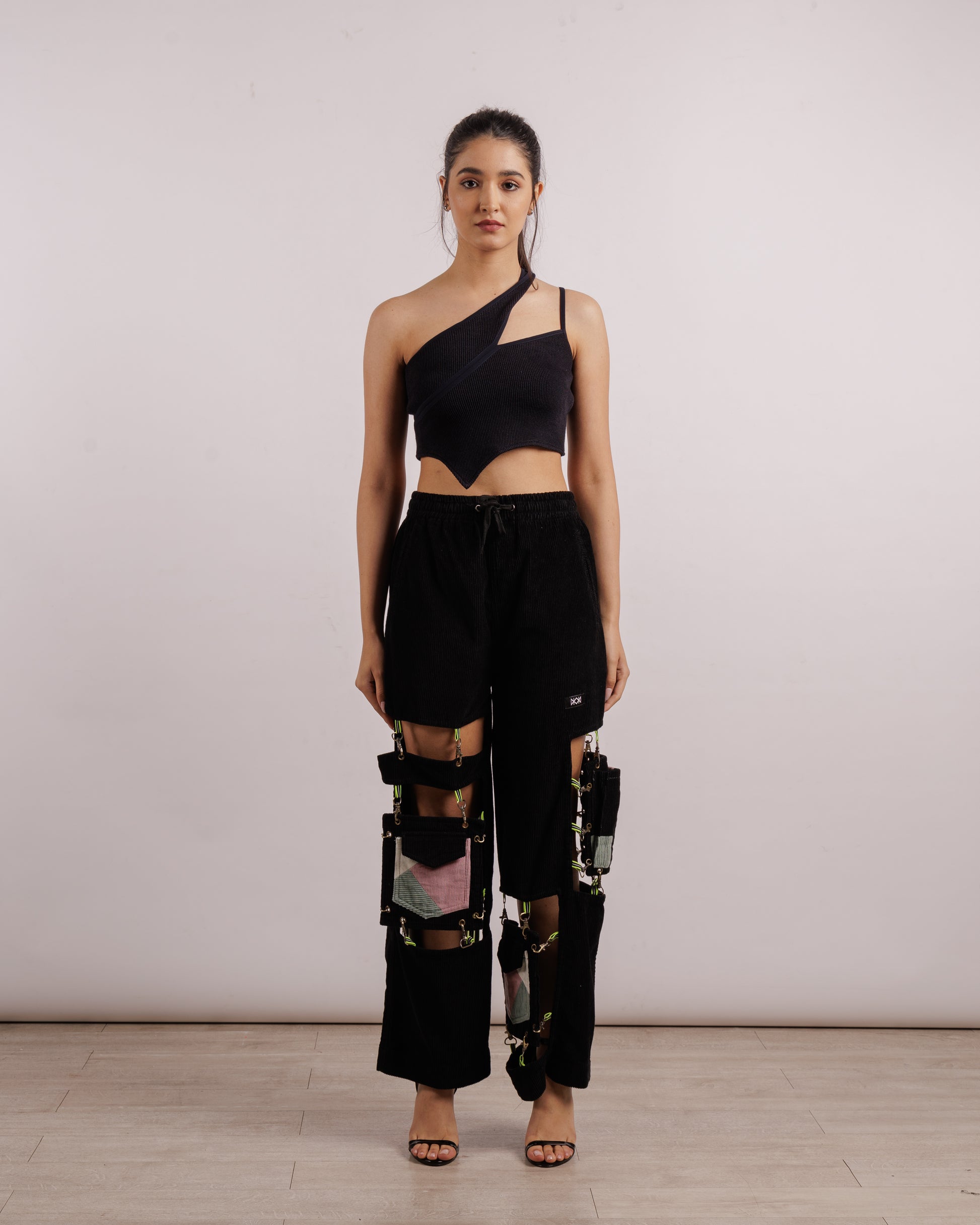 Black Caged Track Pants