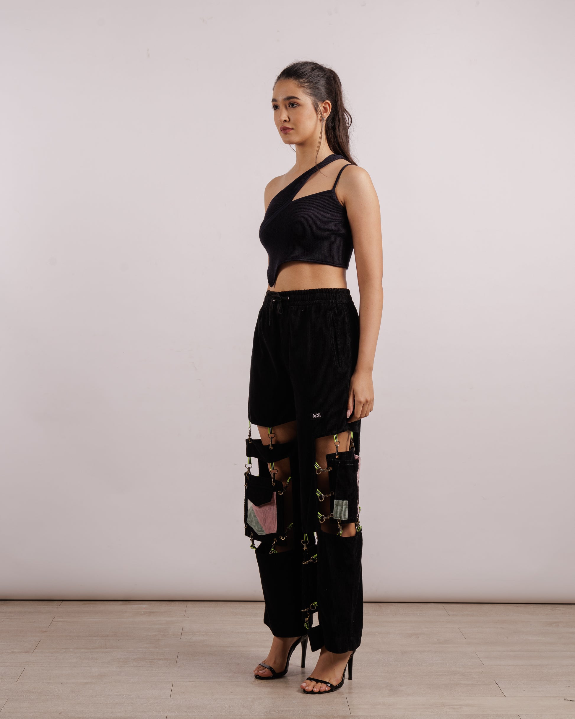 Black Caged Track Pants  