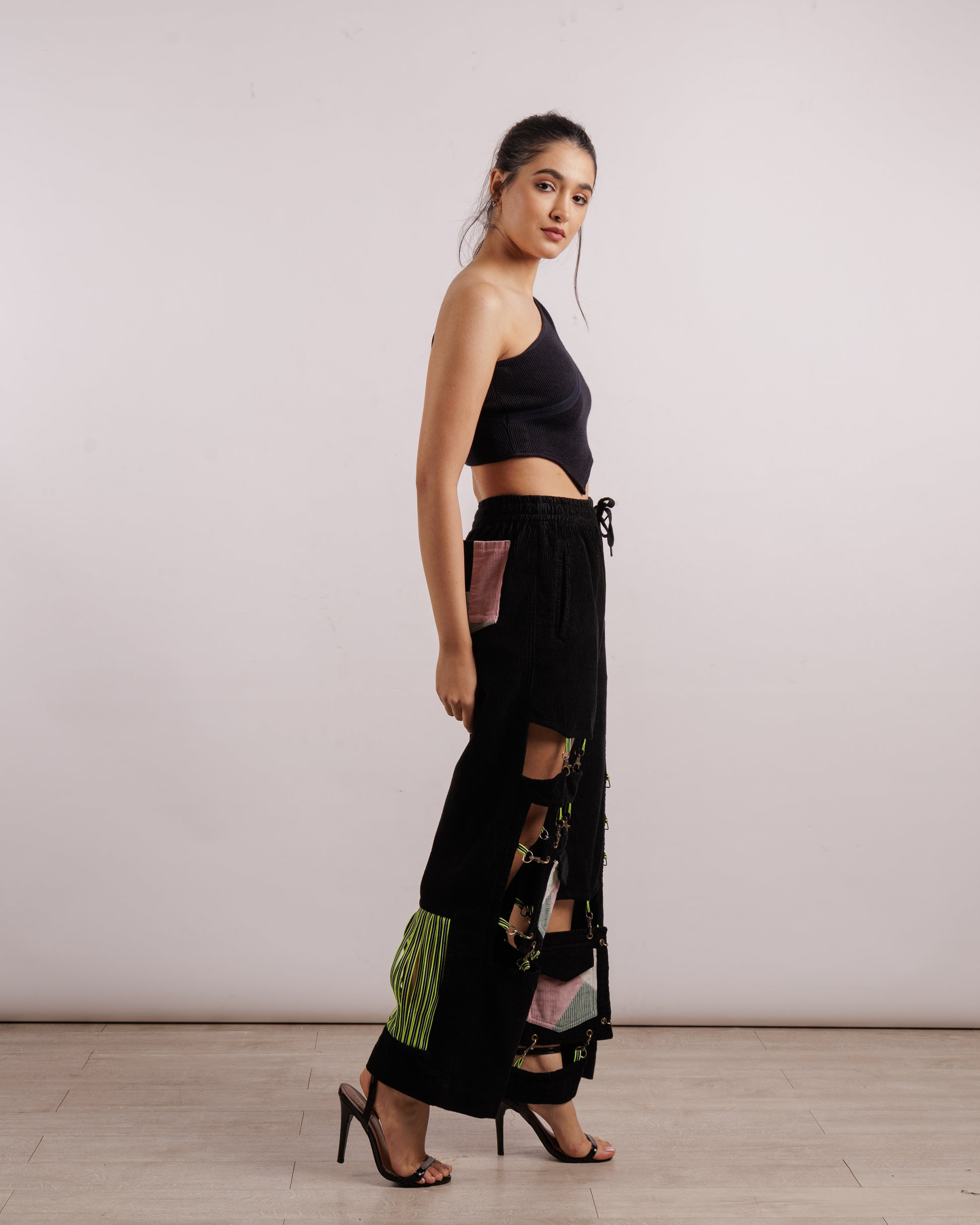 Black Caged Track Pants  