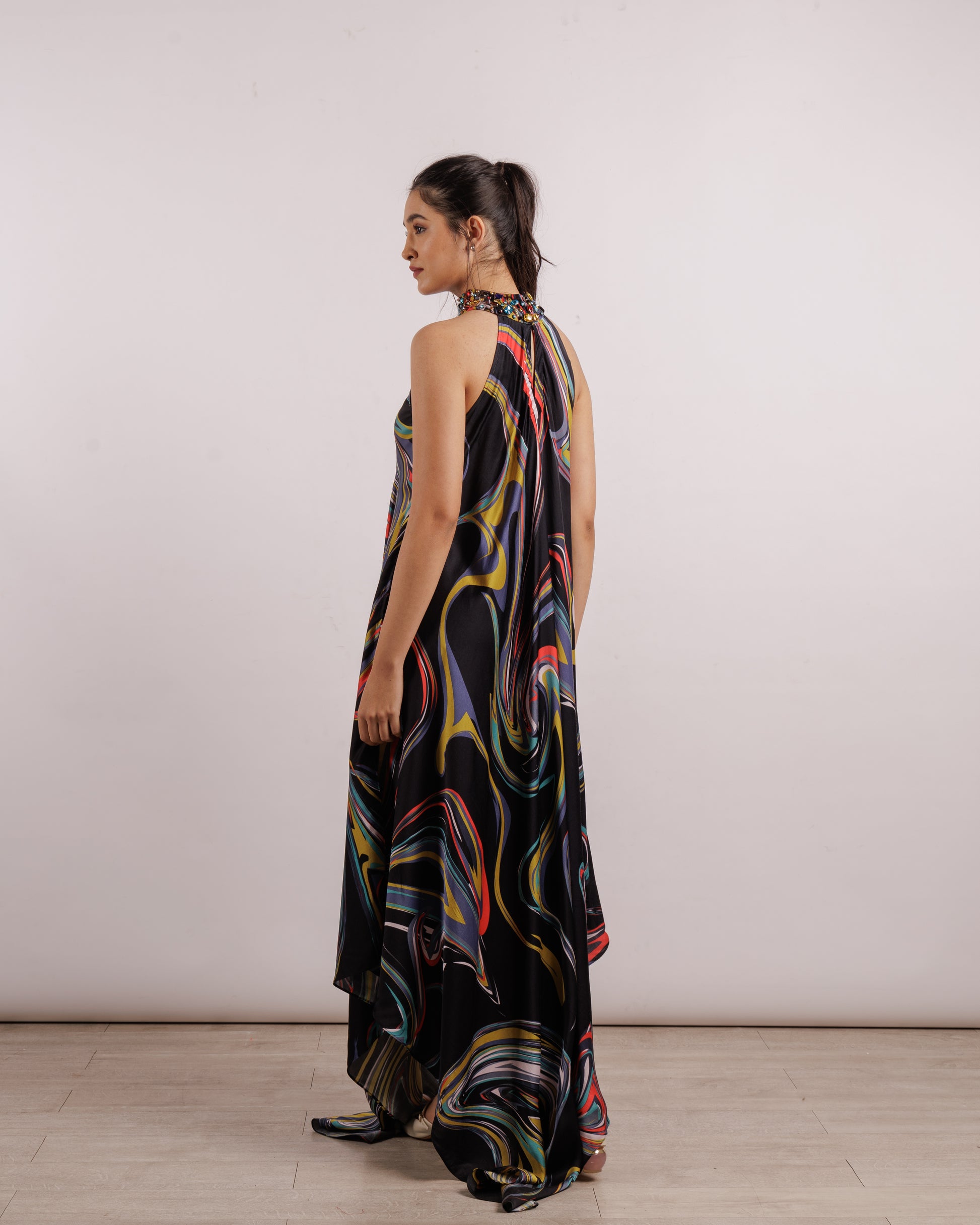 Galaxy Halter Dress | Printed | Silk | Multi | Maxi Dresses