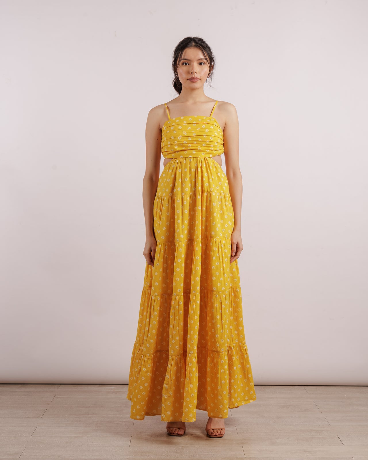 Yellow Motichoor Dress | Adjustable Straps