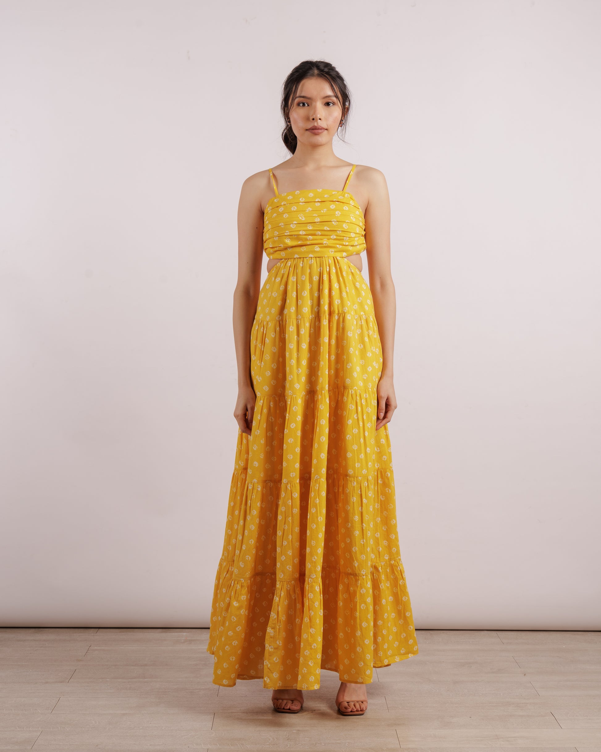 Yellow Motichoor Dress | Adjustable Straps