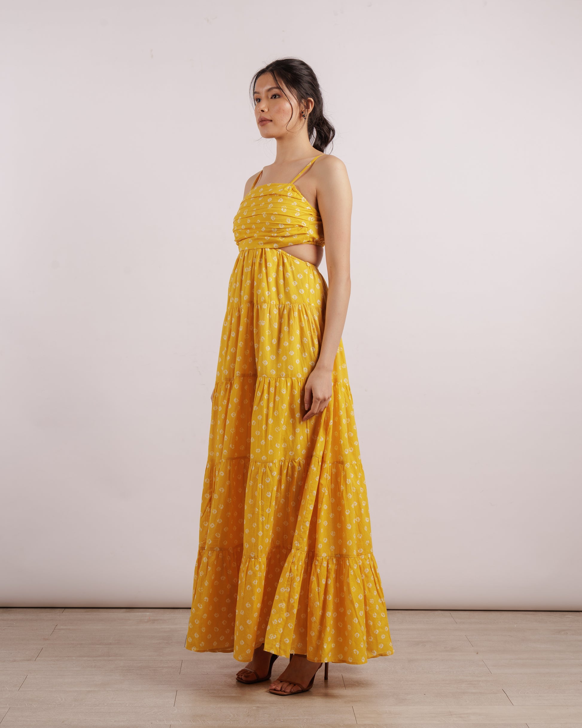 Yellow Motichoor Dress | Adjustable Straps