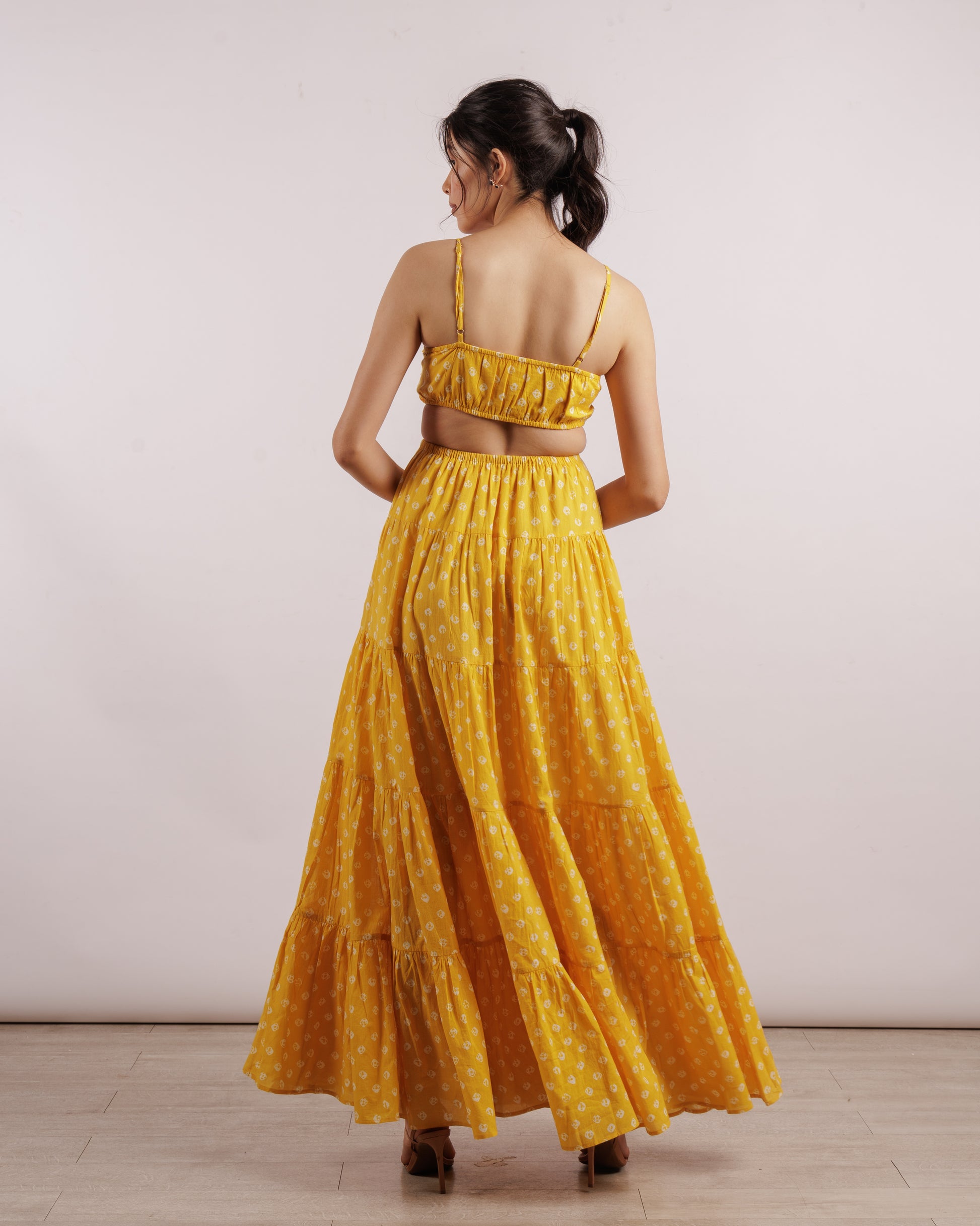 Yellow Motichoor Dress | Adjustable Straps