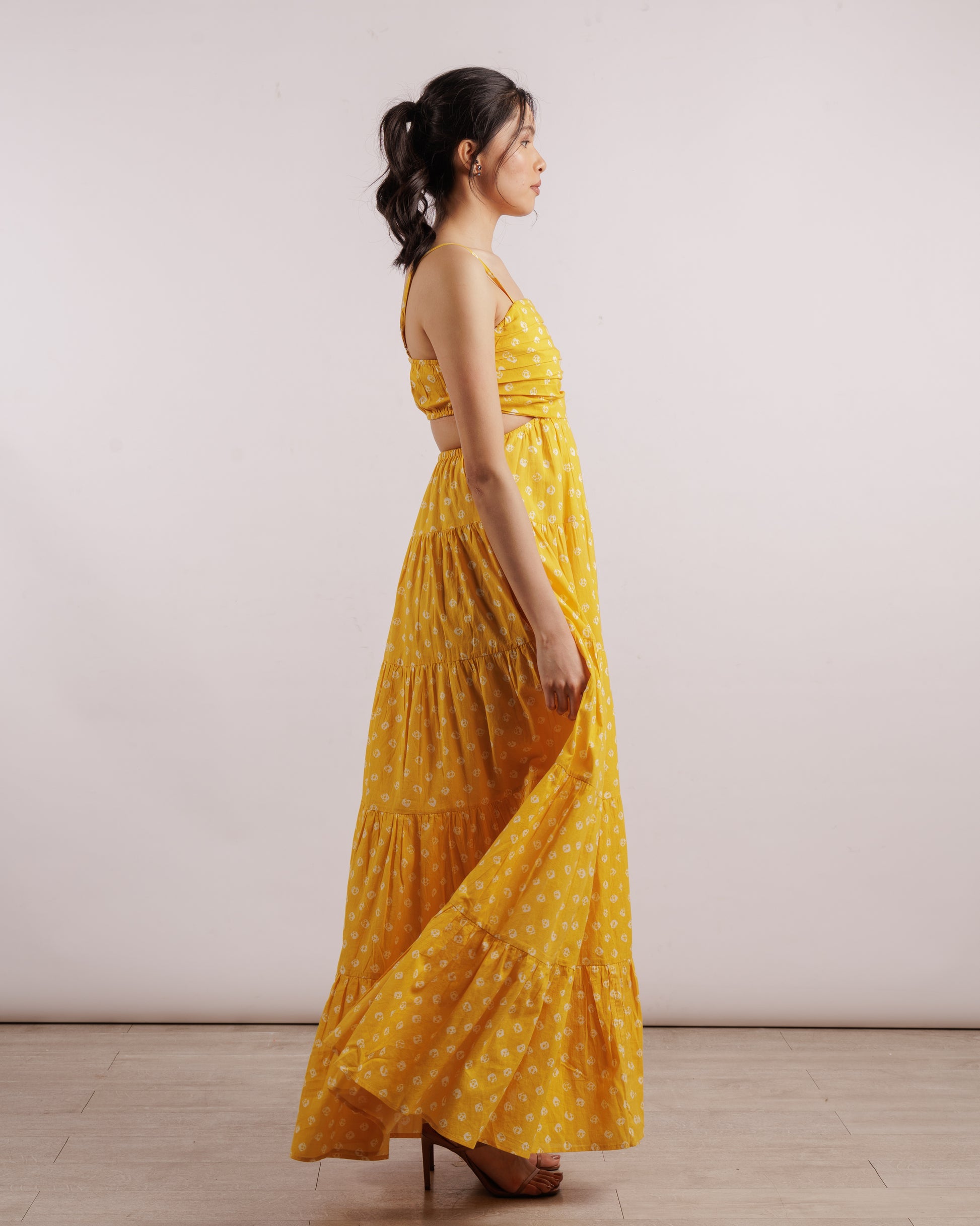 Yellow Motichoor Dress | Adjustable Straps