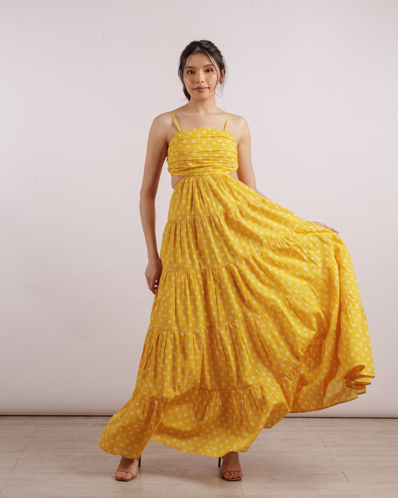 Yellow Motichoor Dress | Adjustable Straps
