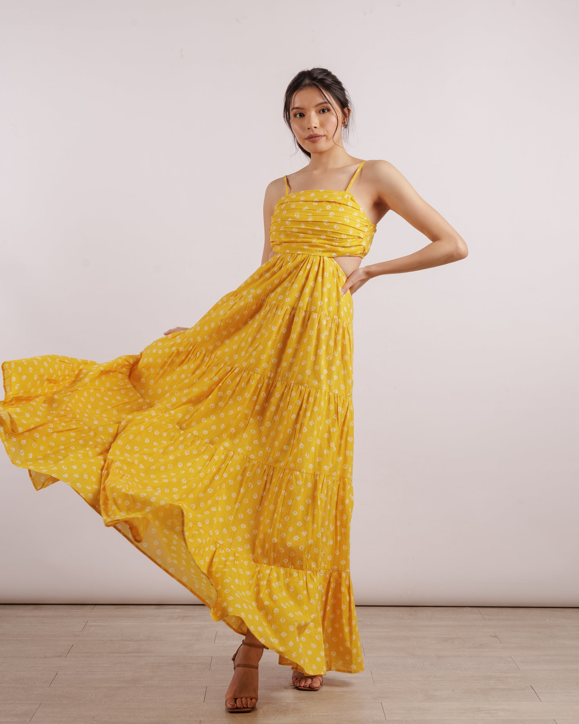 Yellow Motichoor Dress | Adjustable Straps