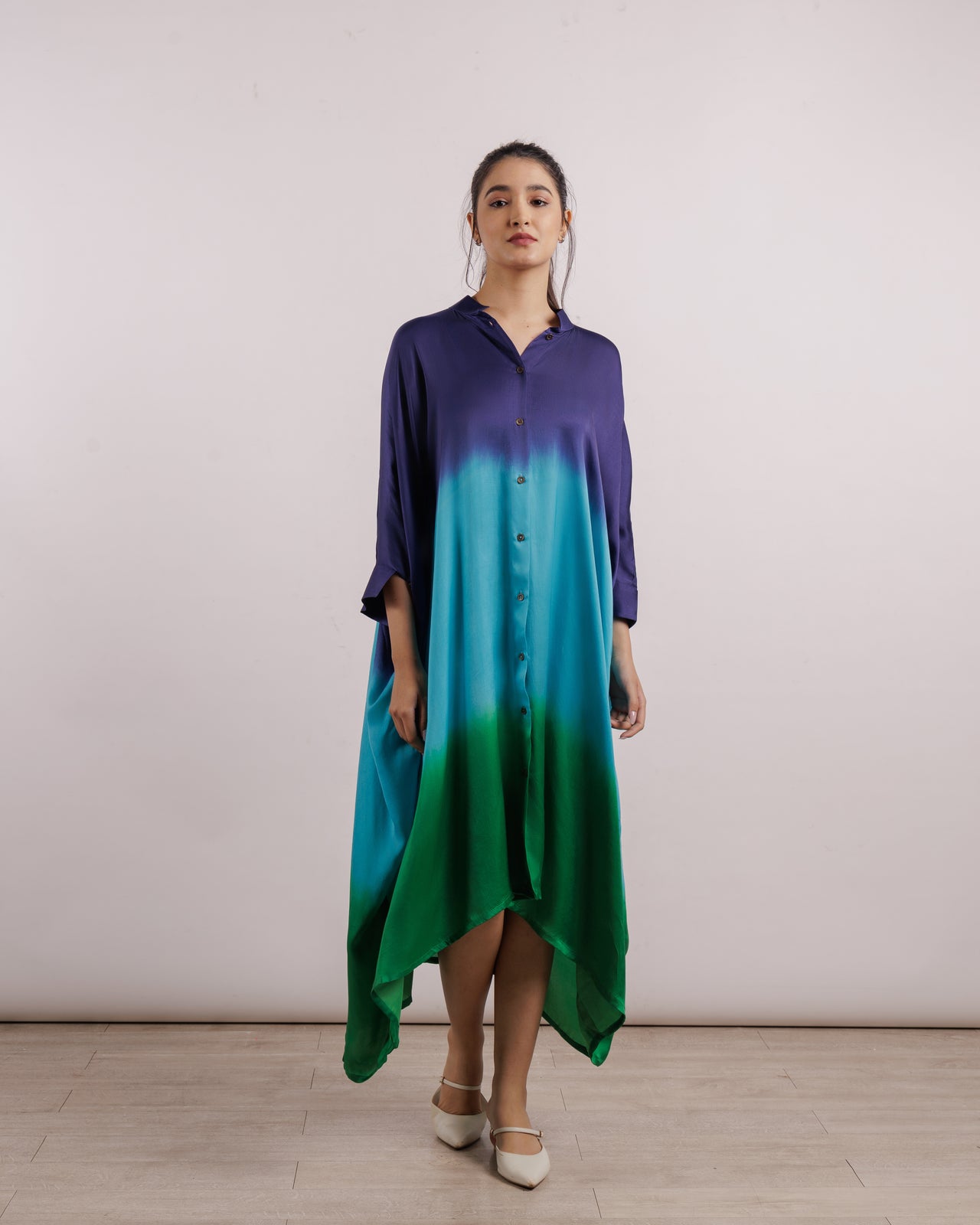 Blue Leheriya Kimono Dress | Silk