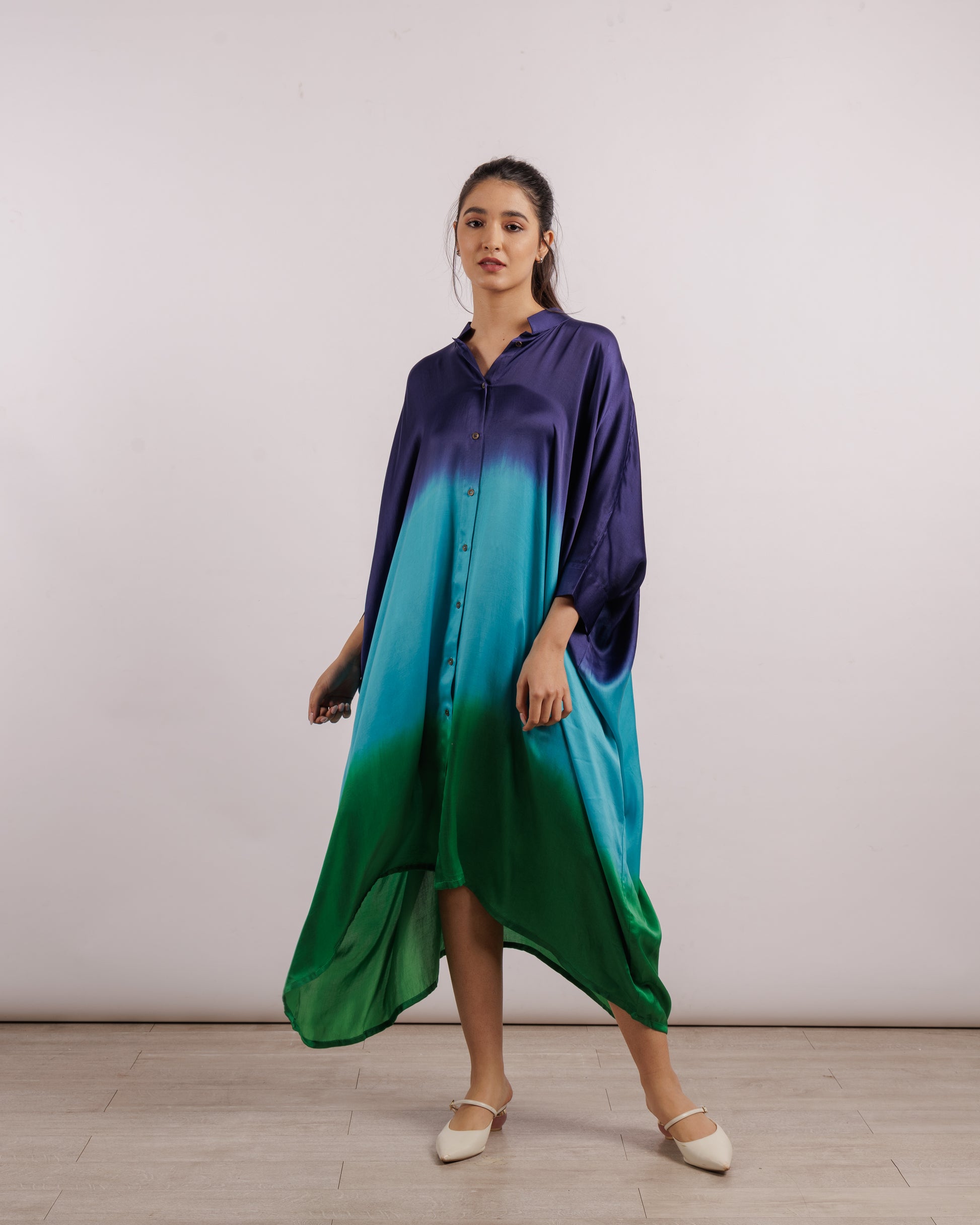 Blue Leheriya Kimono Dress | Silk