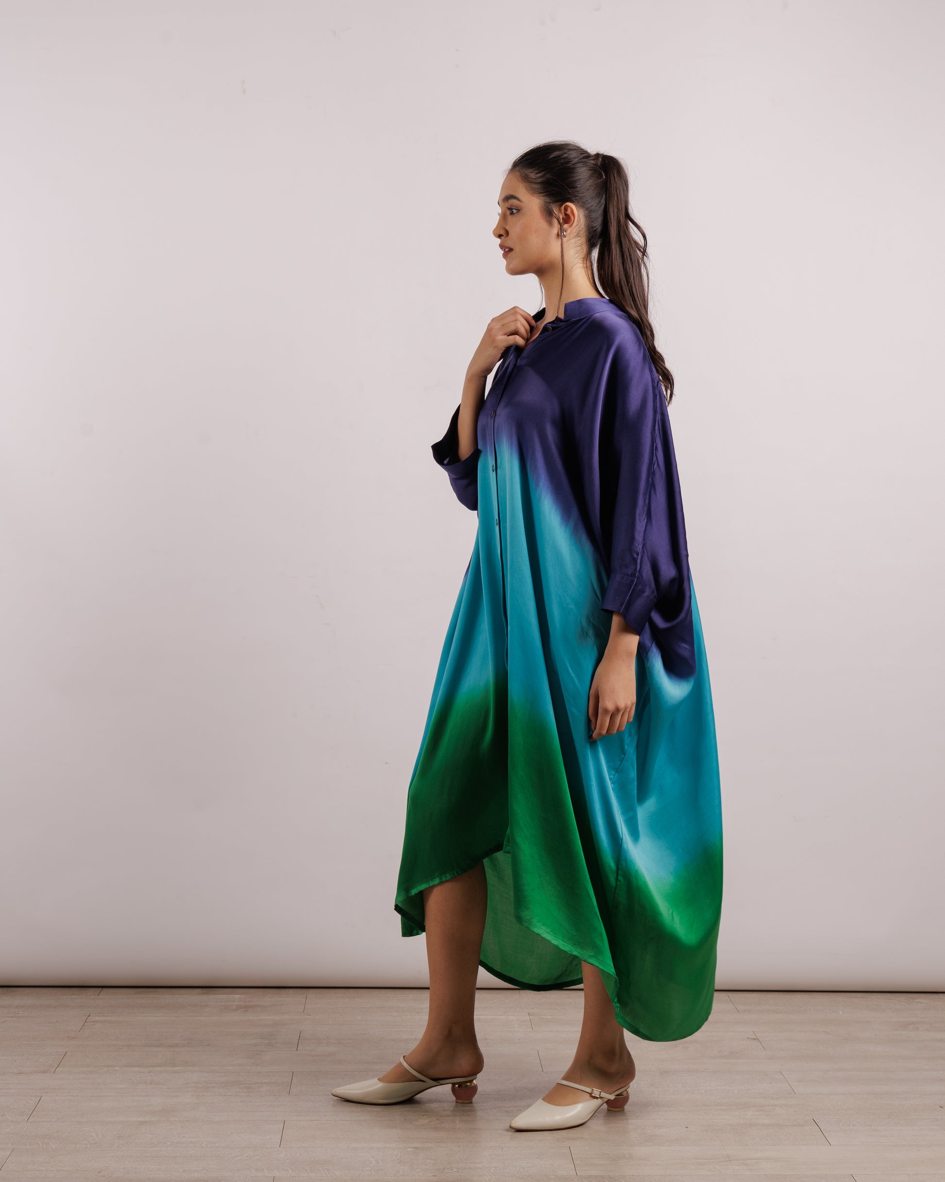 Blue Leheriya Kimono Dress | Silk