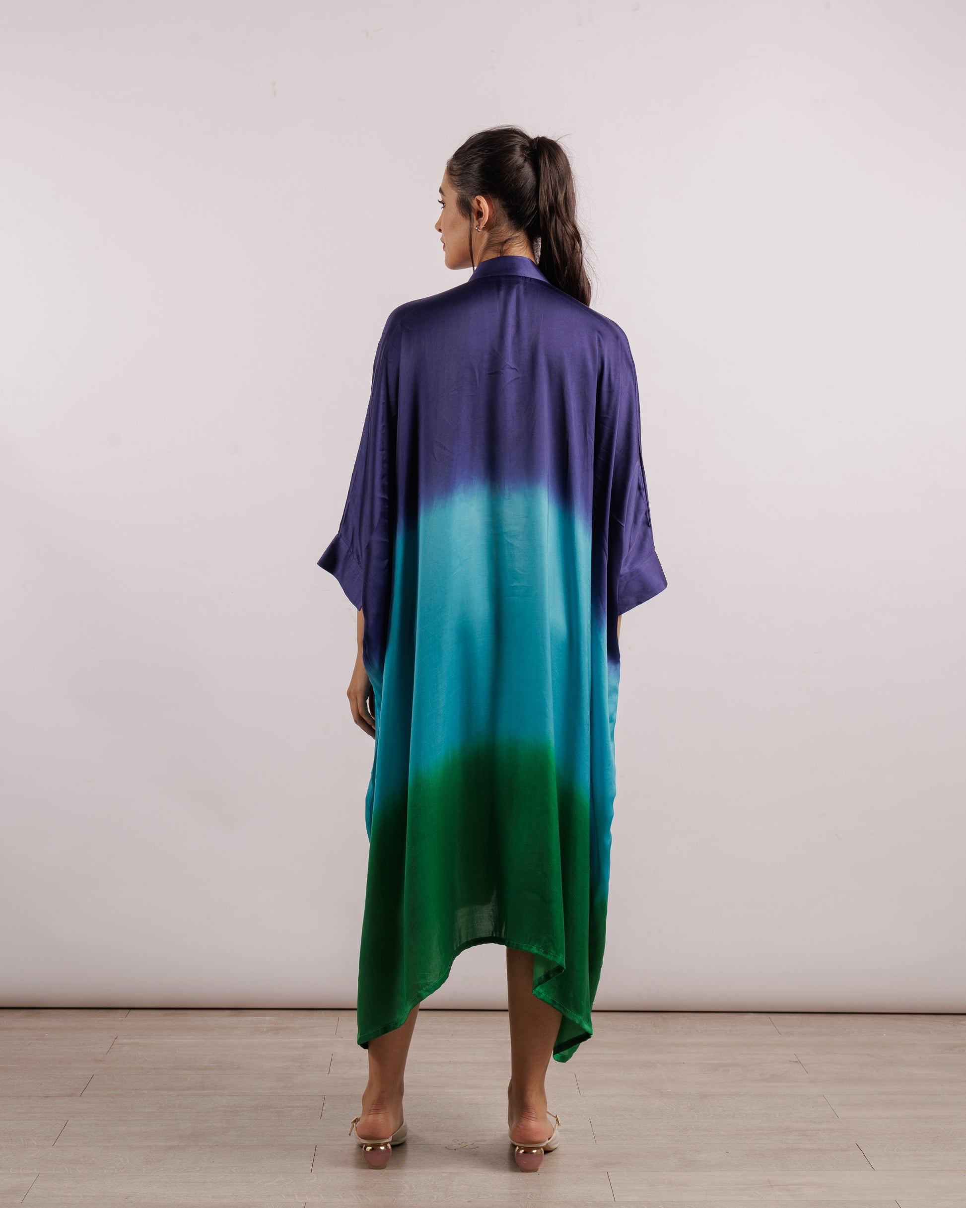 Blue Leheriya Kimono Dress | Silk