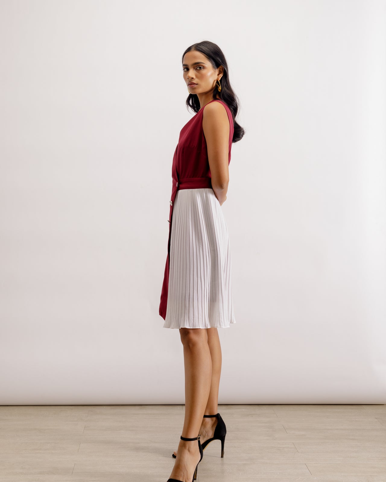 Fashionable Sleeveless Blazer Dress | Red Blazer Dress | Paive
