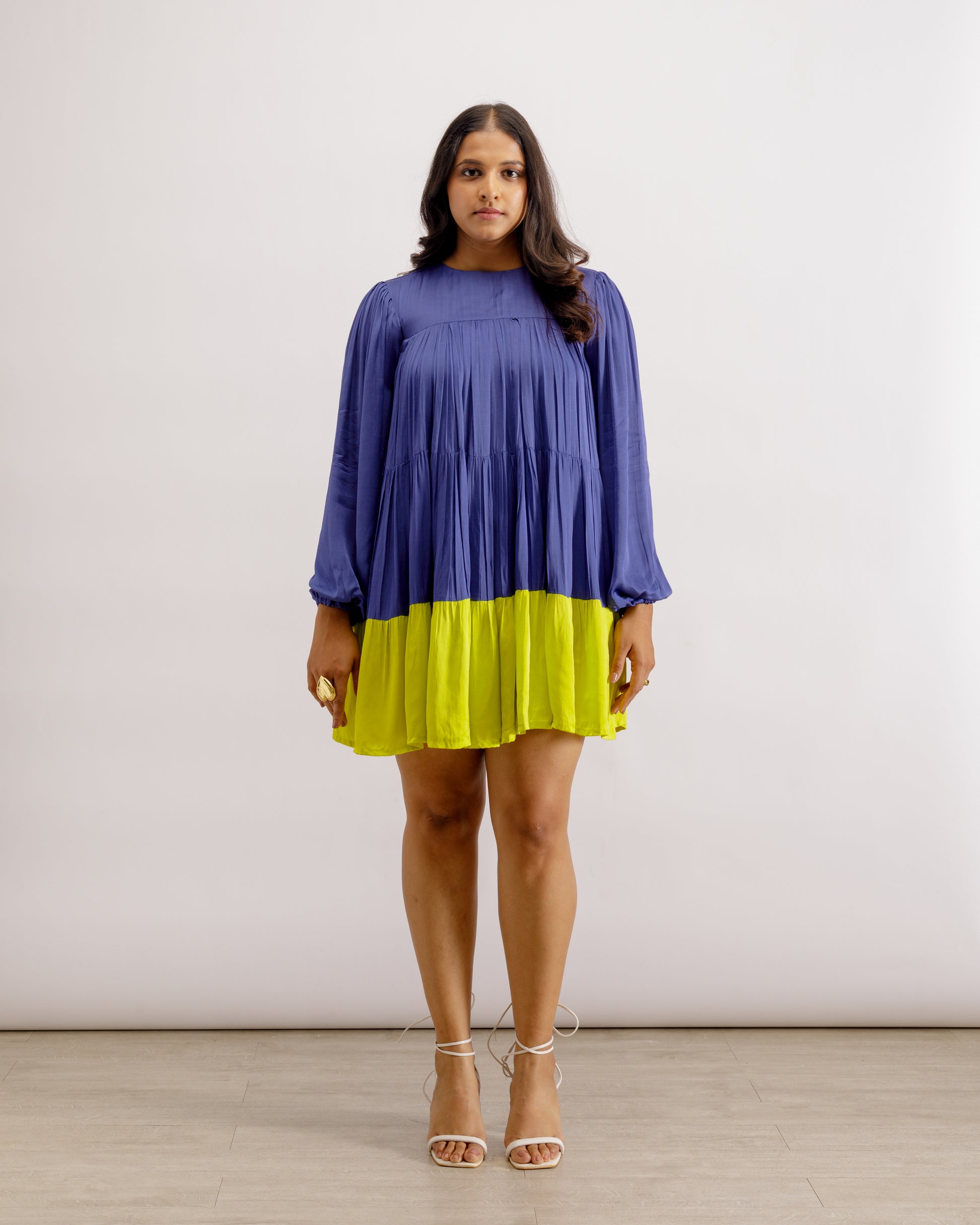 Blue-Neon Gather Short Dress | Gather Short Dress | PAIVE