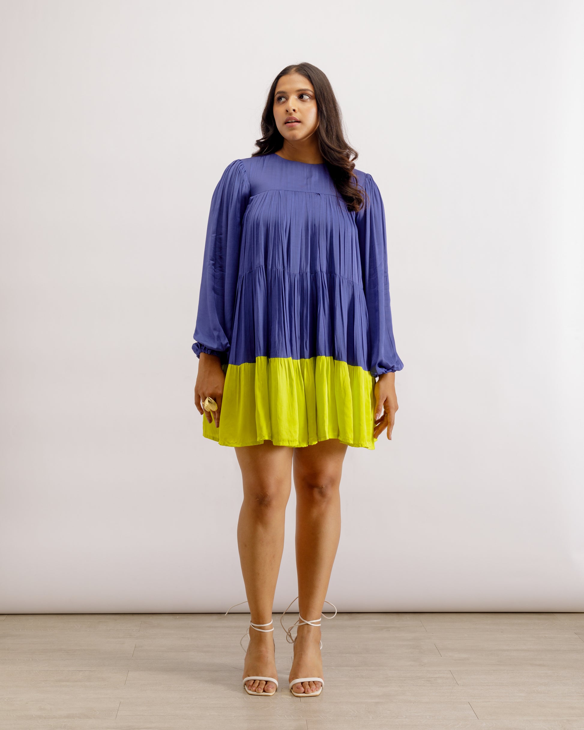 Blue-Neon Gather Short Dress | Gather Short Dress | PAIVE