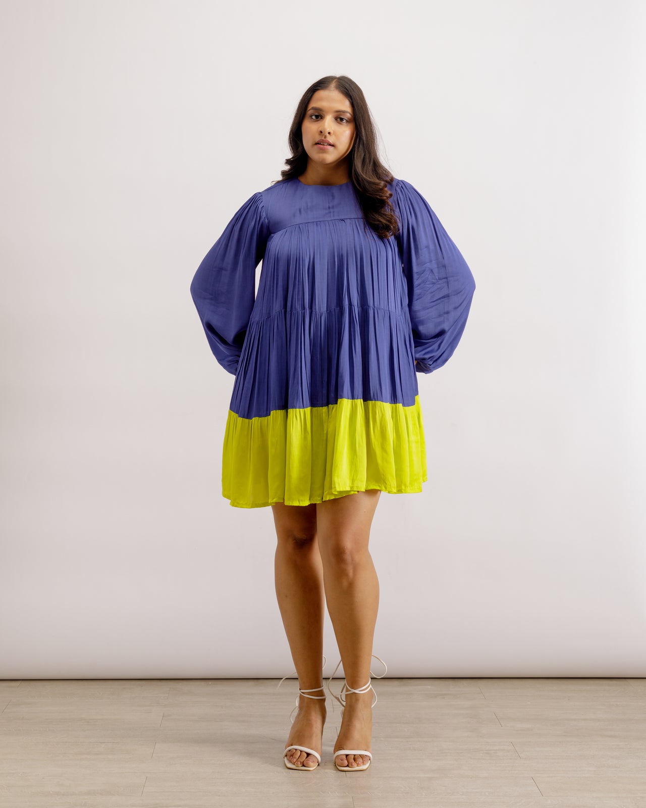 Blue-Neon Gather Short Dress | Gather Short Dress | PAIVE