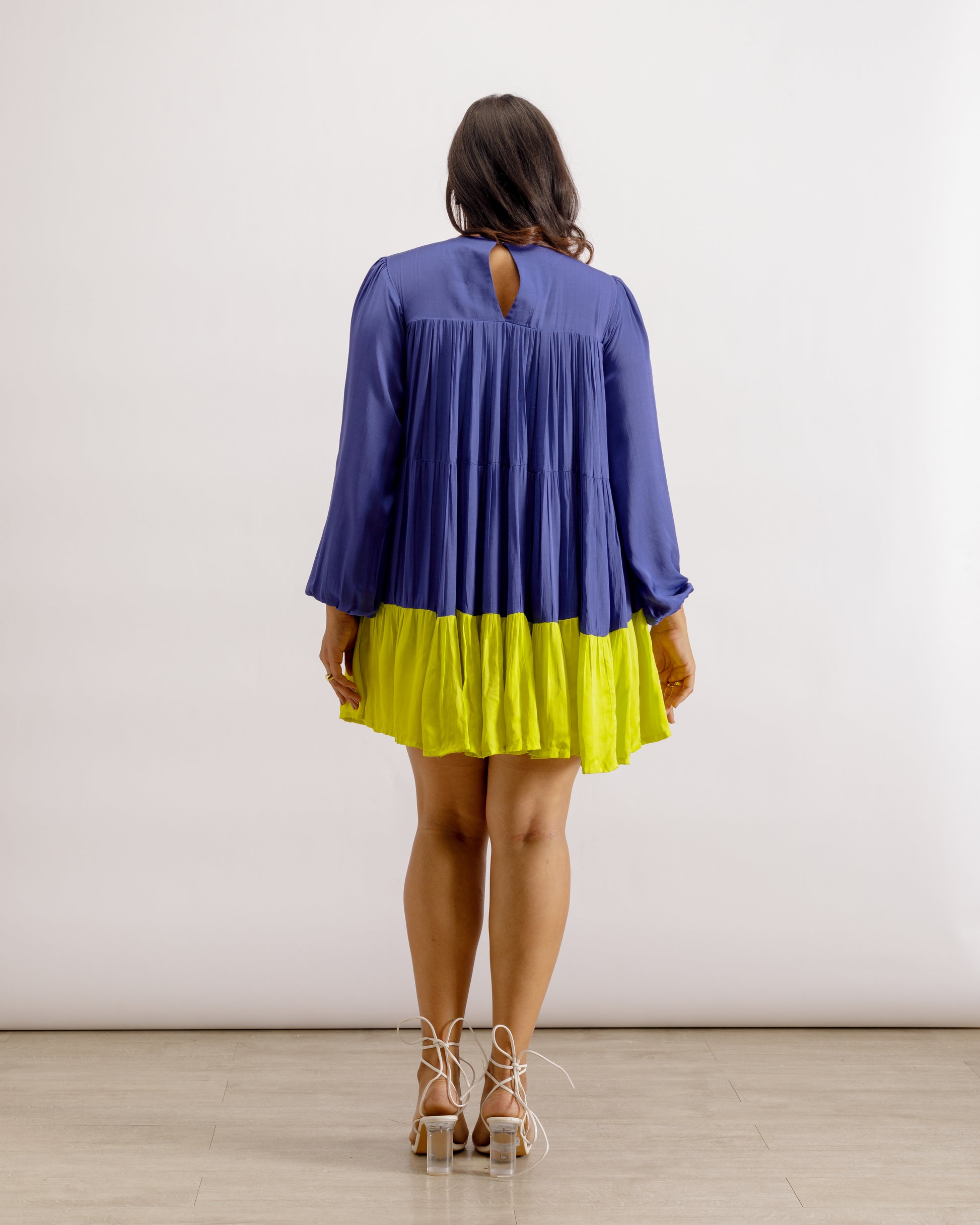 Blue-Neon Gather Short Dress | Gather Short Dress | PAIVE
