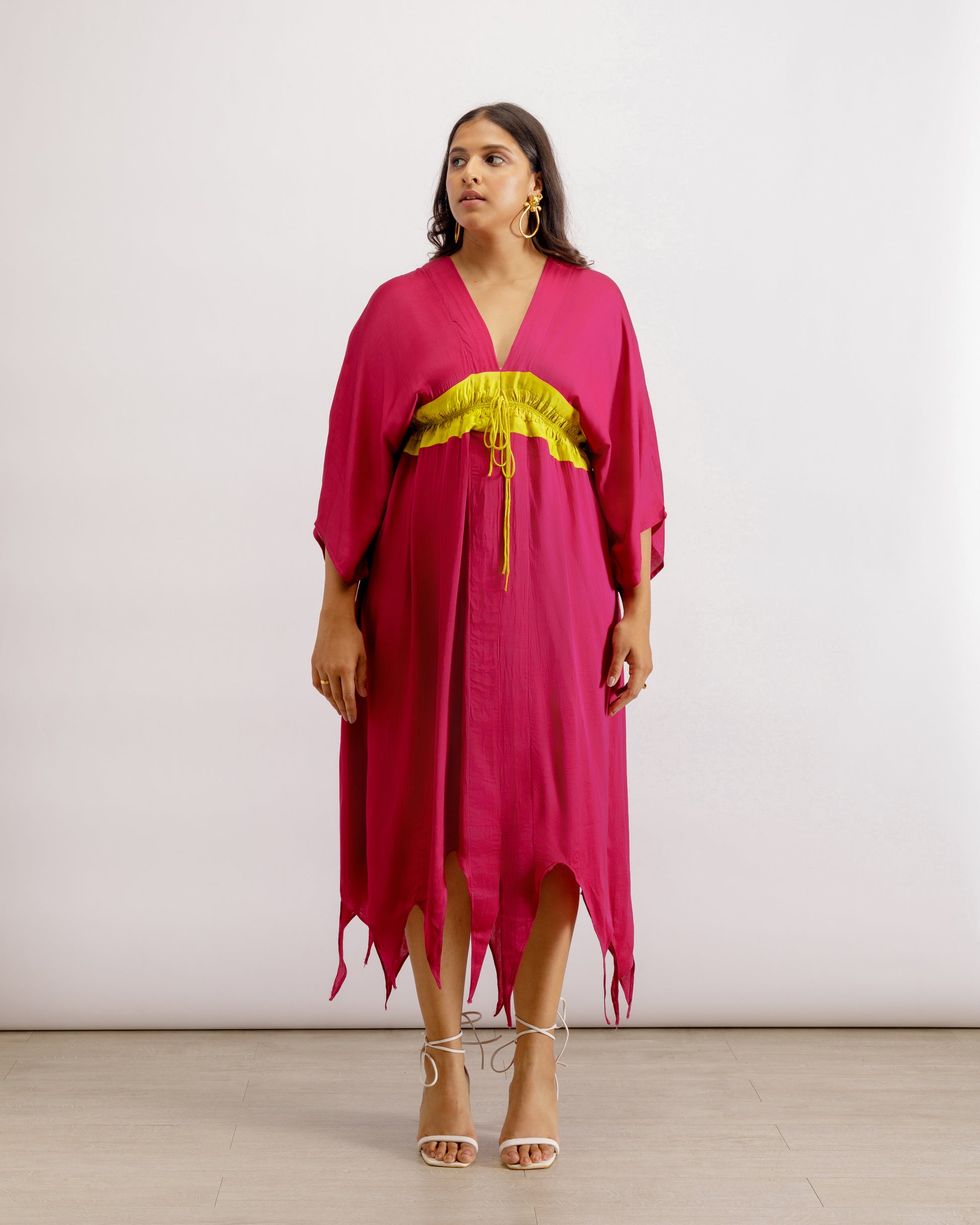 Wine Neon Asymmetrical Cape - Pink - Modal Silk