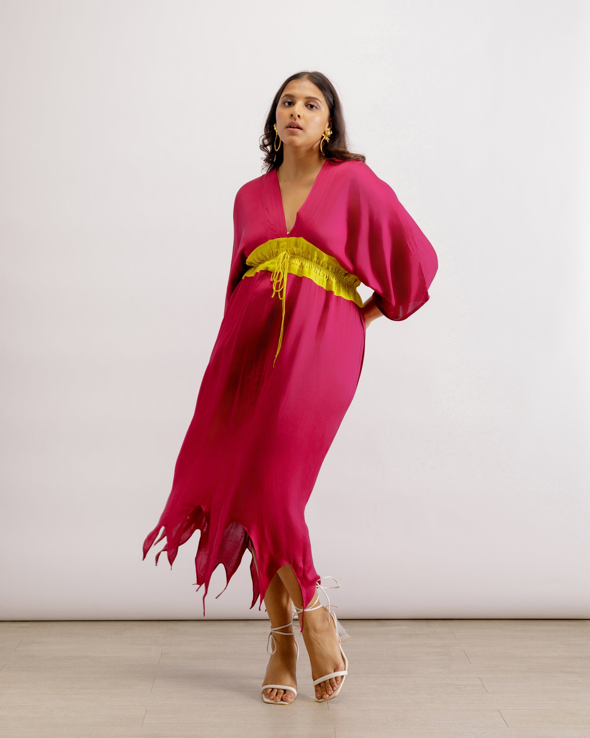 Wine Neon Asymmetrical Cape - Pink - Modal Silk