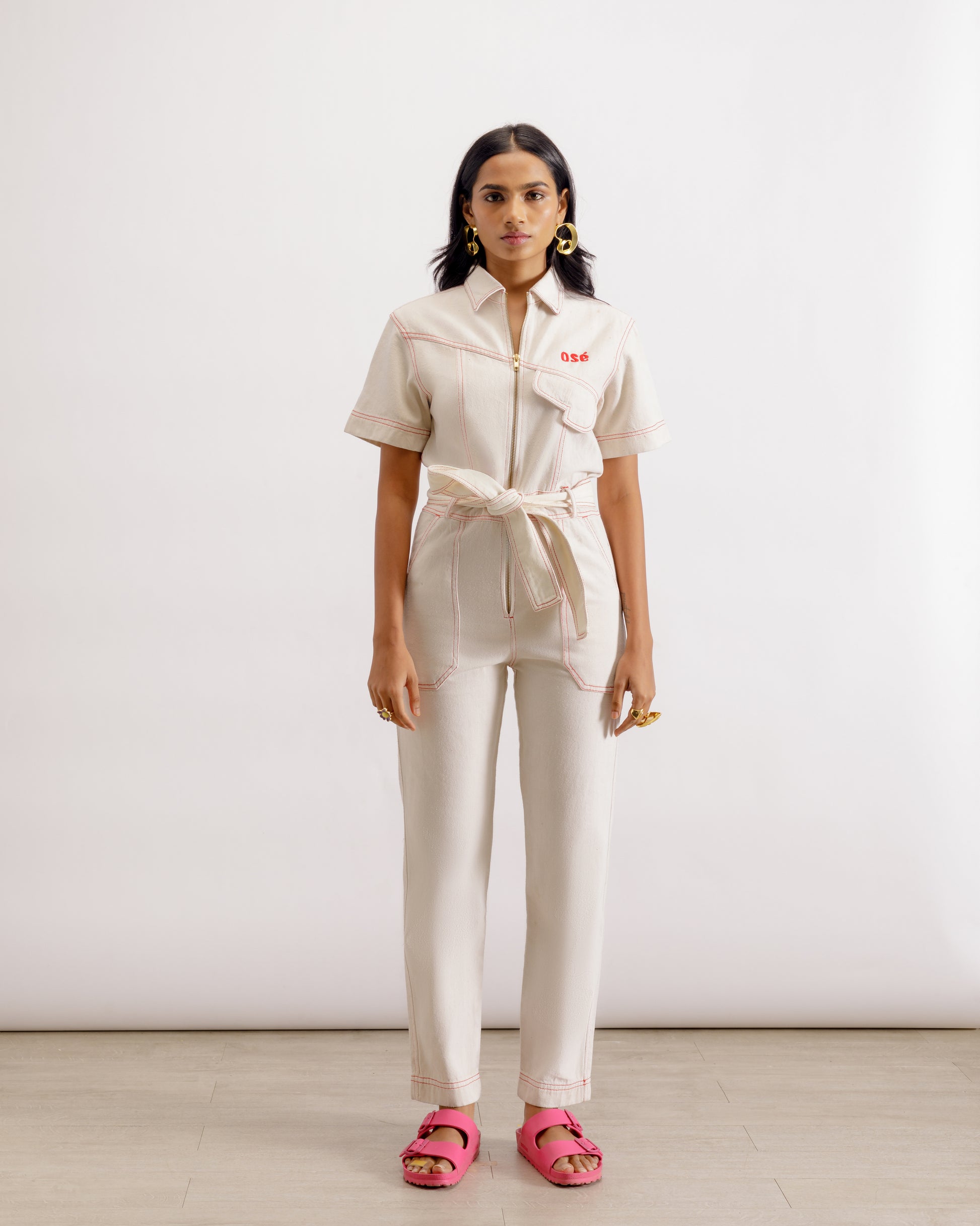 White Denim Jumpsuit | Osé Jumpsuit - Off Duty Suit | Paive