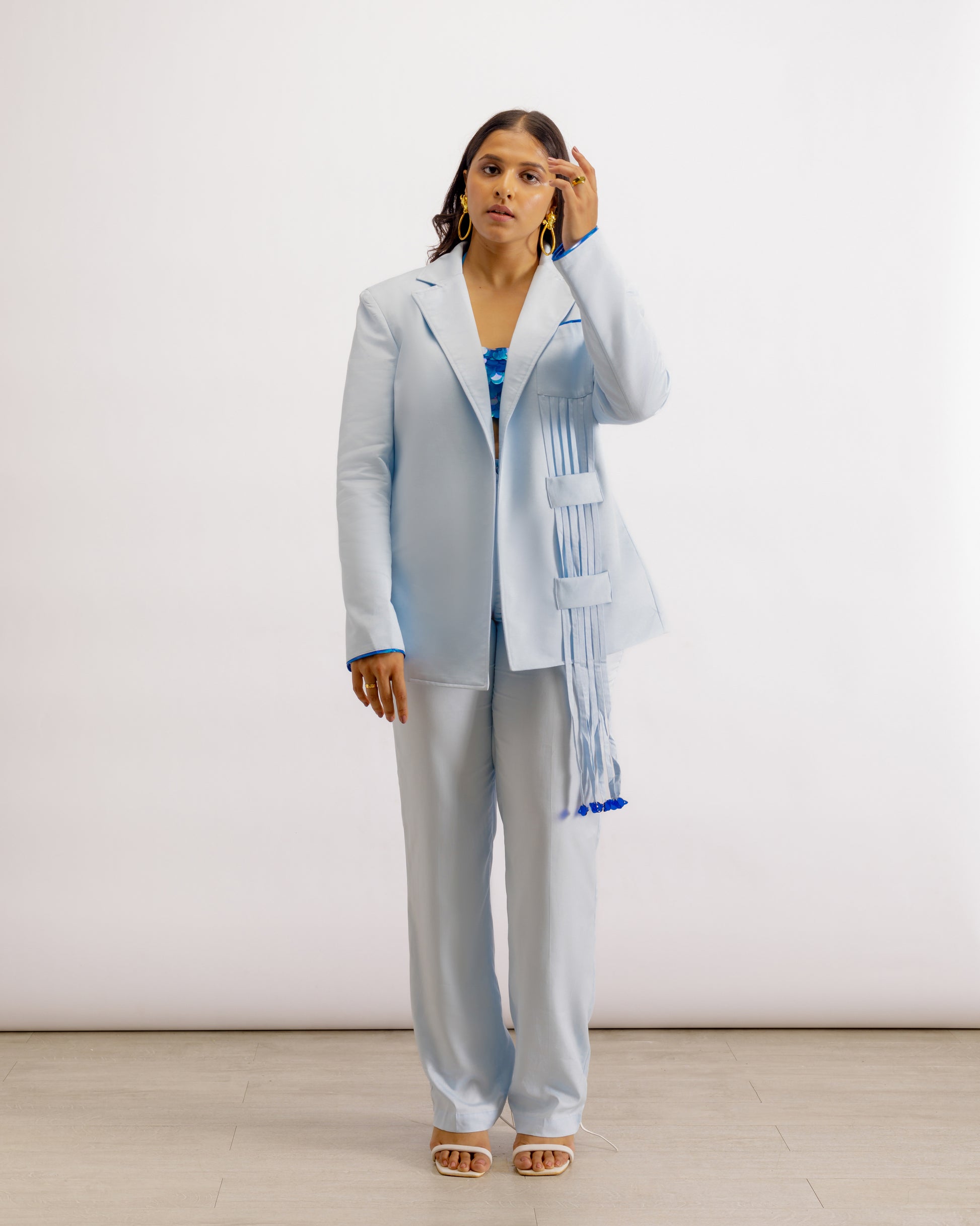 Blue pantsuit