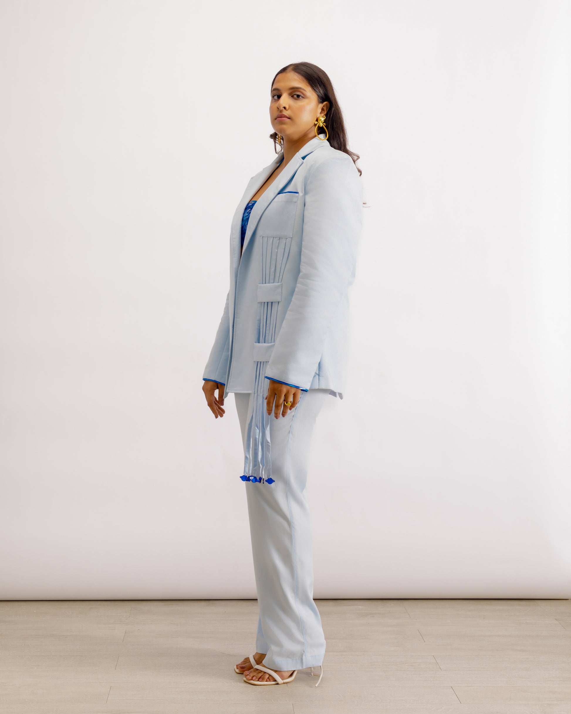 Blue pantsuit