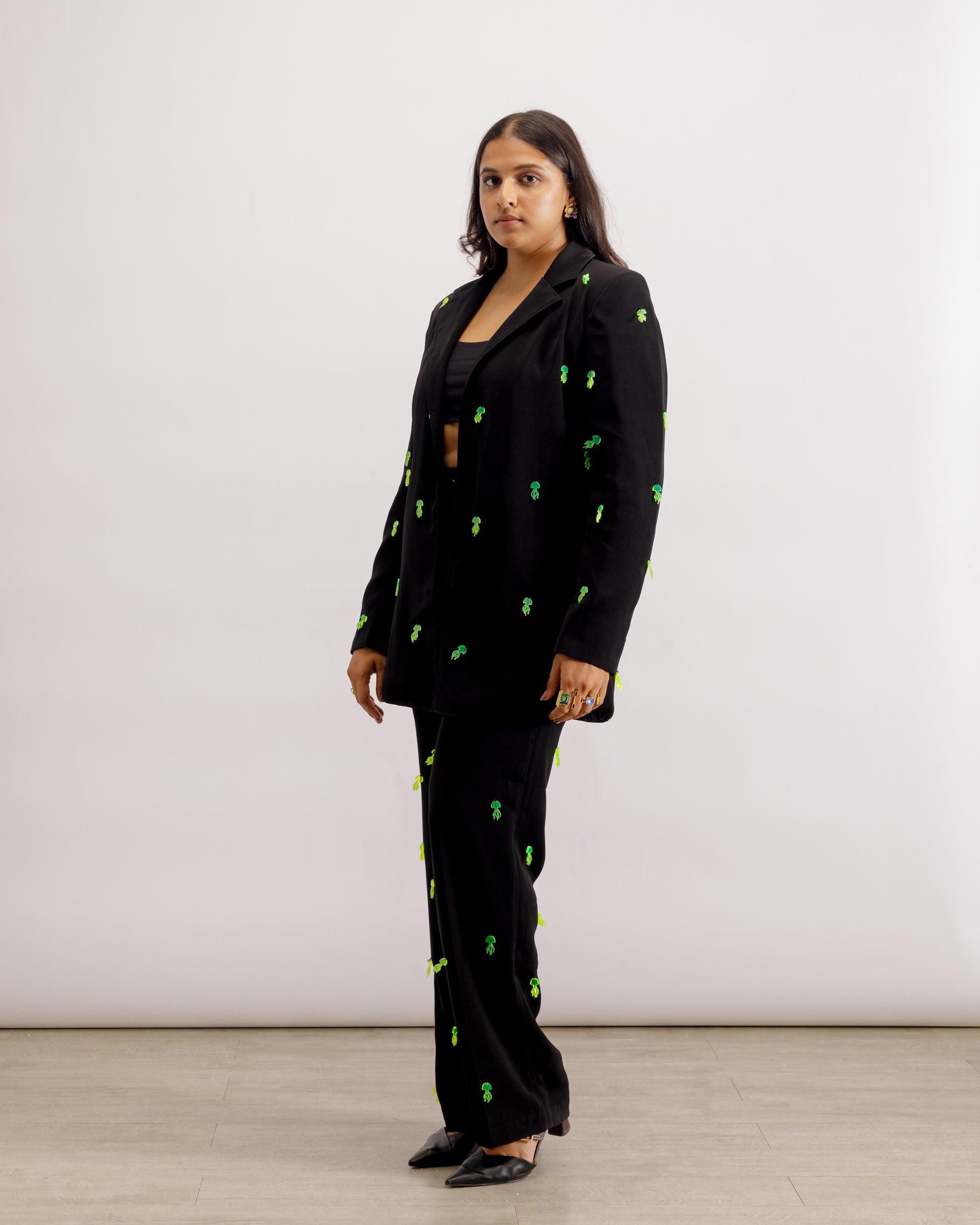 Black Blazer For Women | Neon Jellyfish Blazer | PAIVE