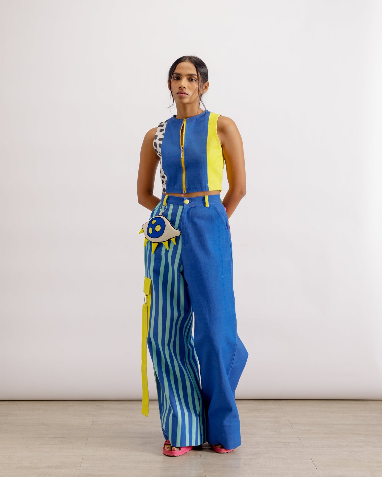 blue statement pants