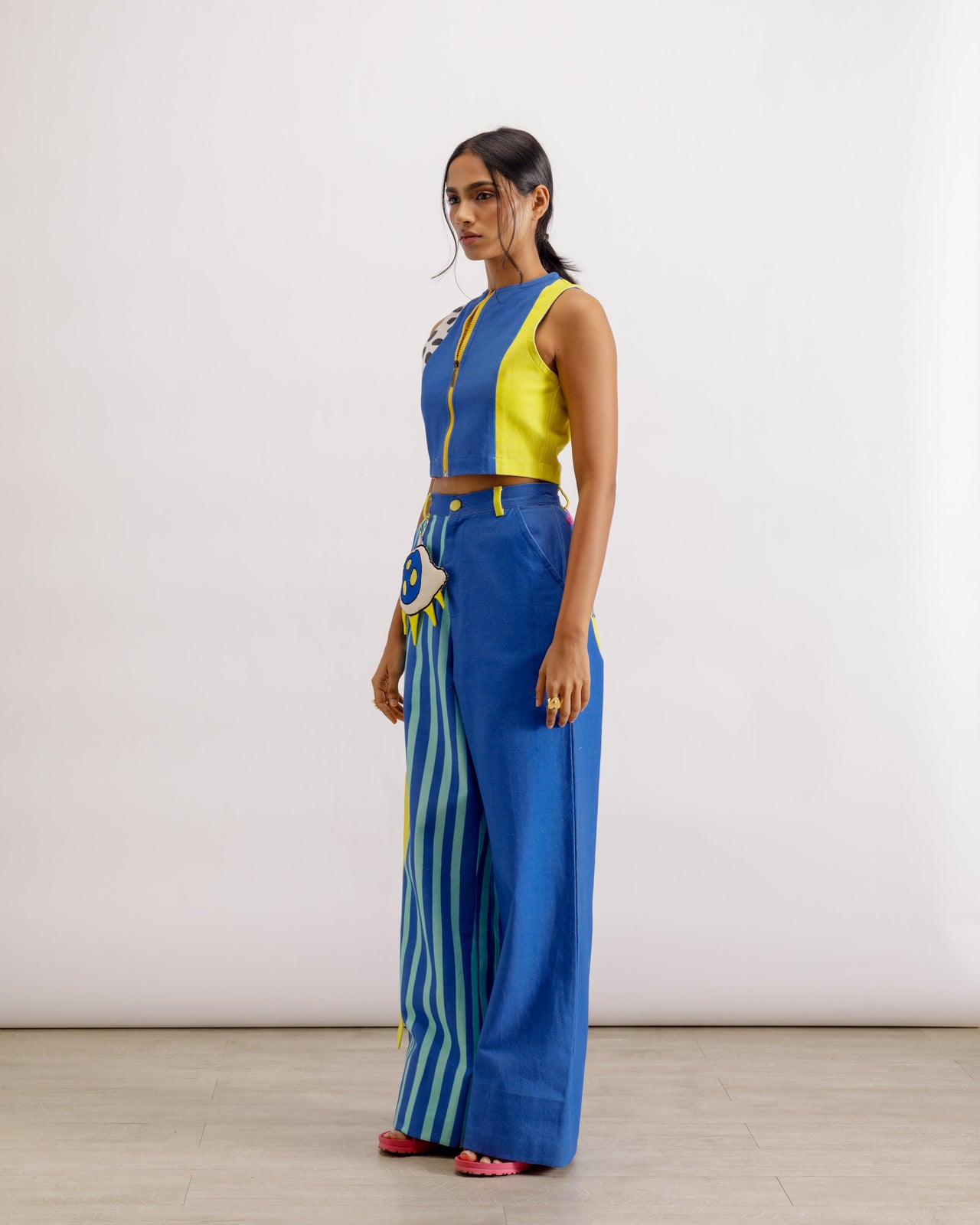 blue statement pants