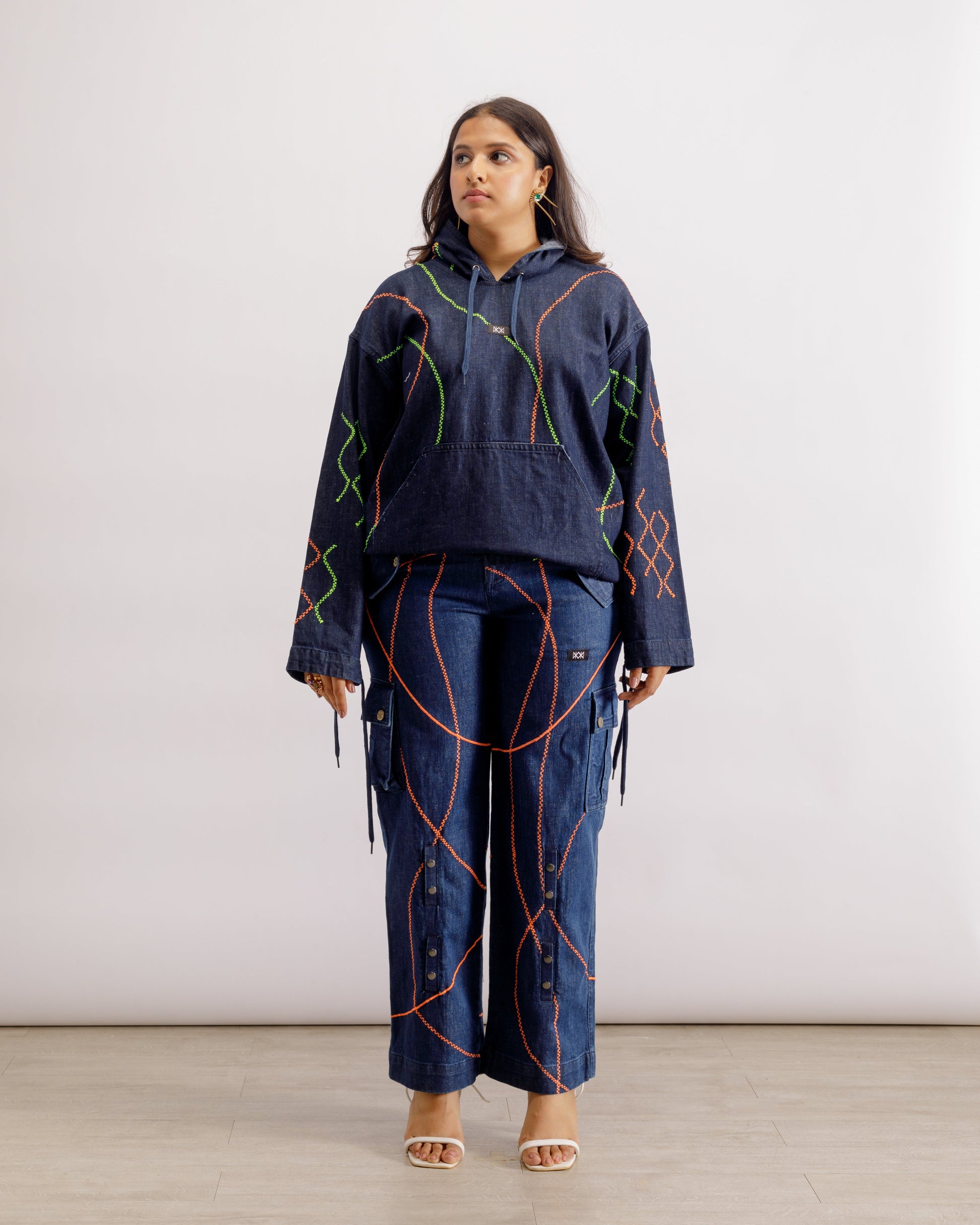 Denim Embroidered Set - Unisex | Hoodie + Pants