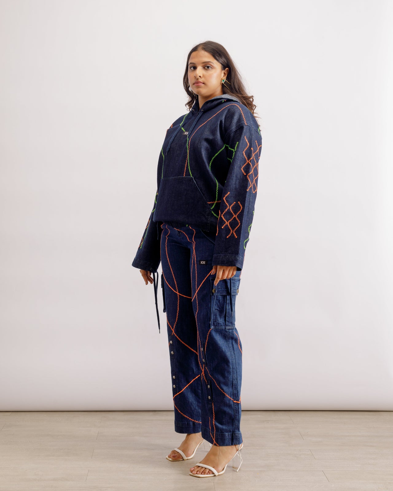 Denim Embroidered Set