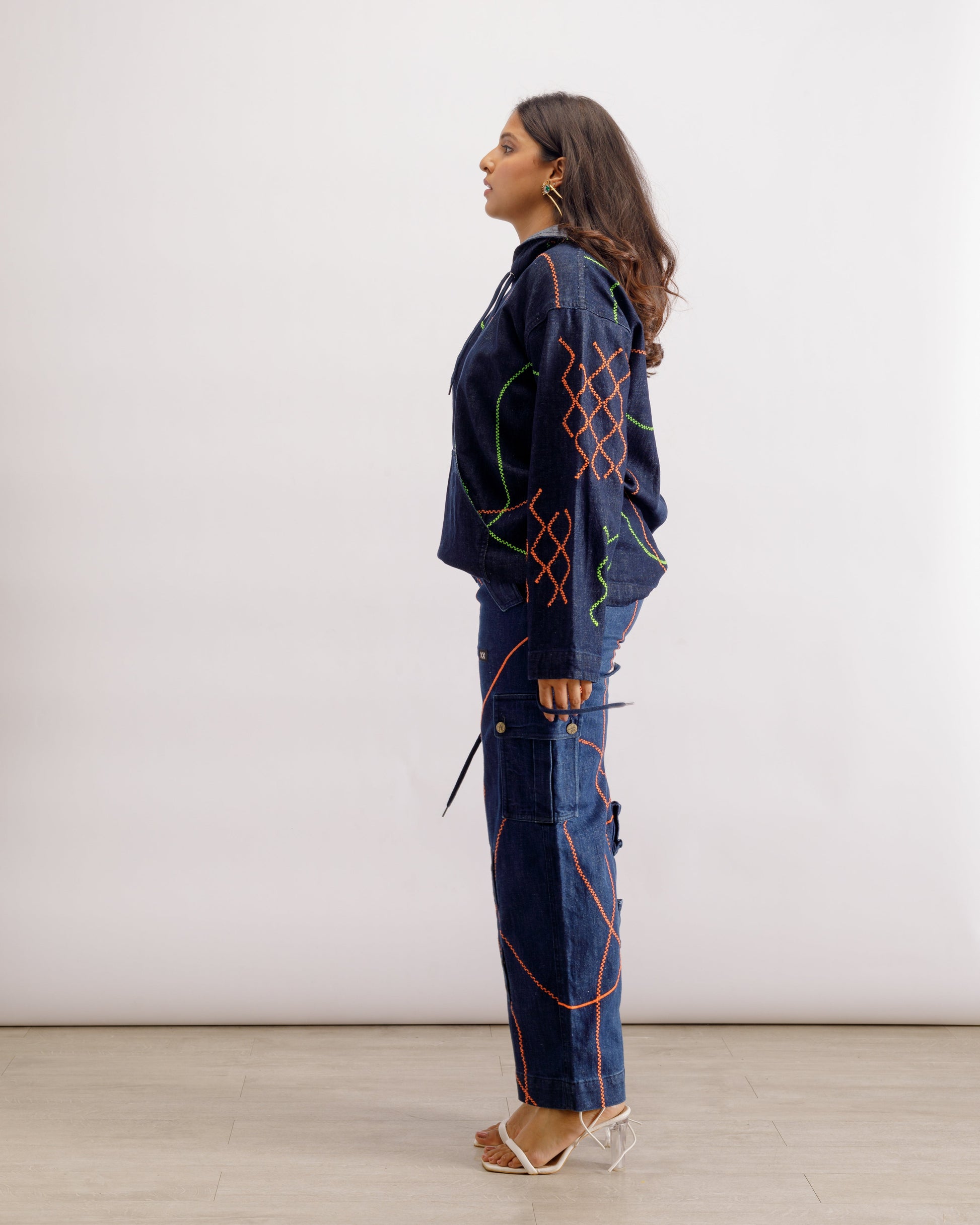 Denim Embroidered Set - Unisex | Hoodie + Pants