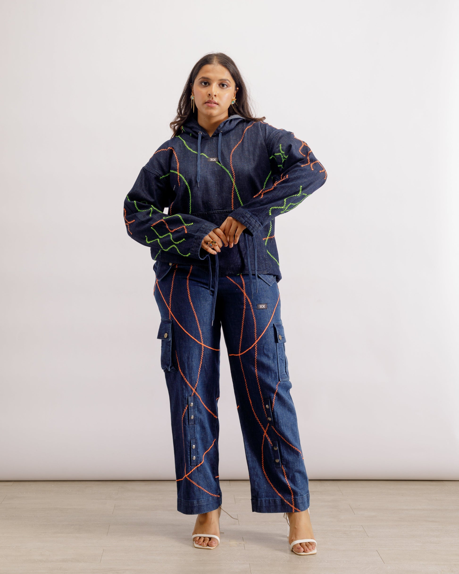 Denim Embroidered Set - Unisex | Hoodie + Pants