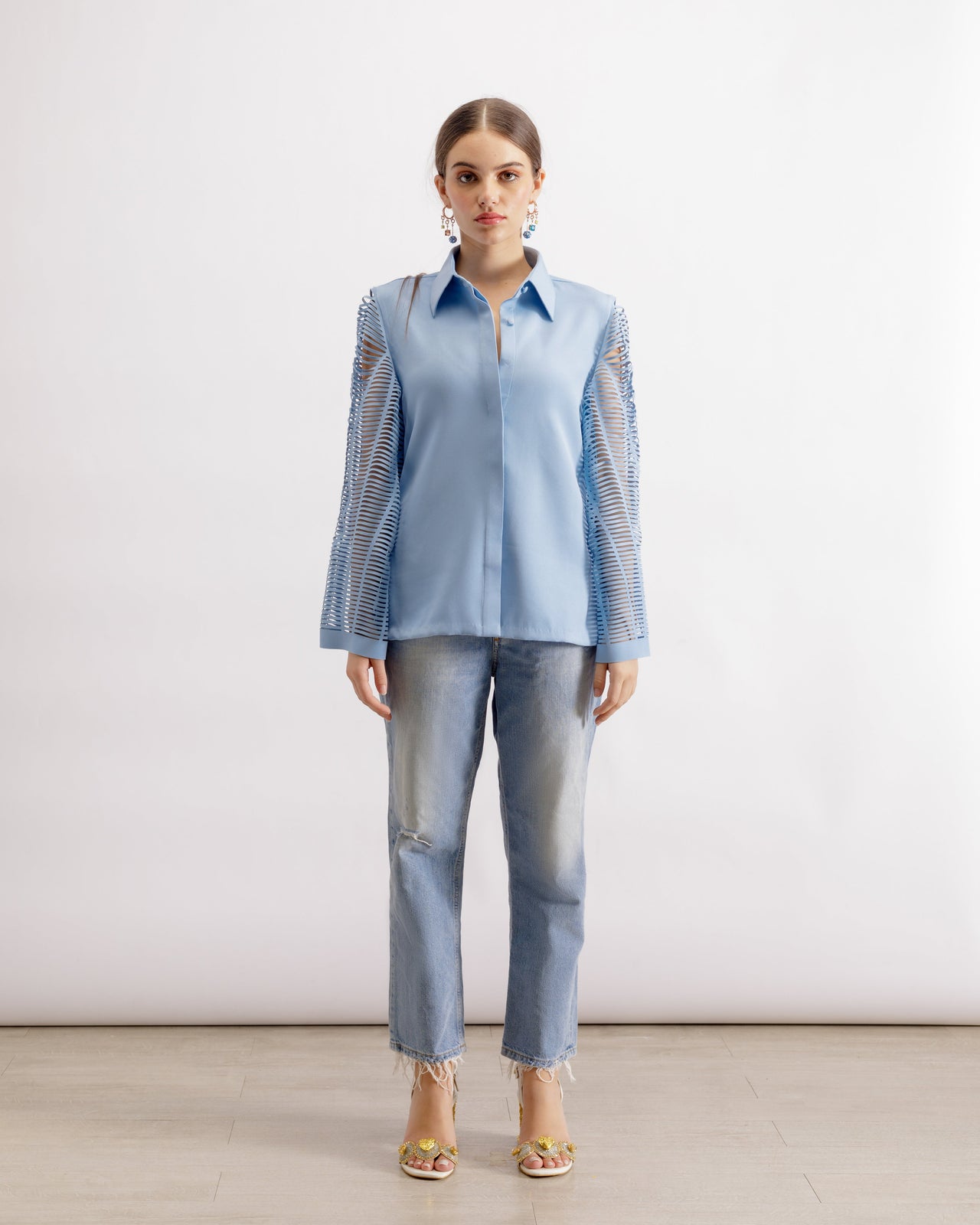 Concealed Placket Shirt | Shirt with Swivelled Sleeves | PAIVE